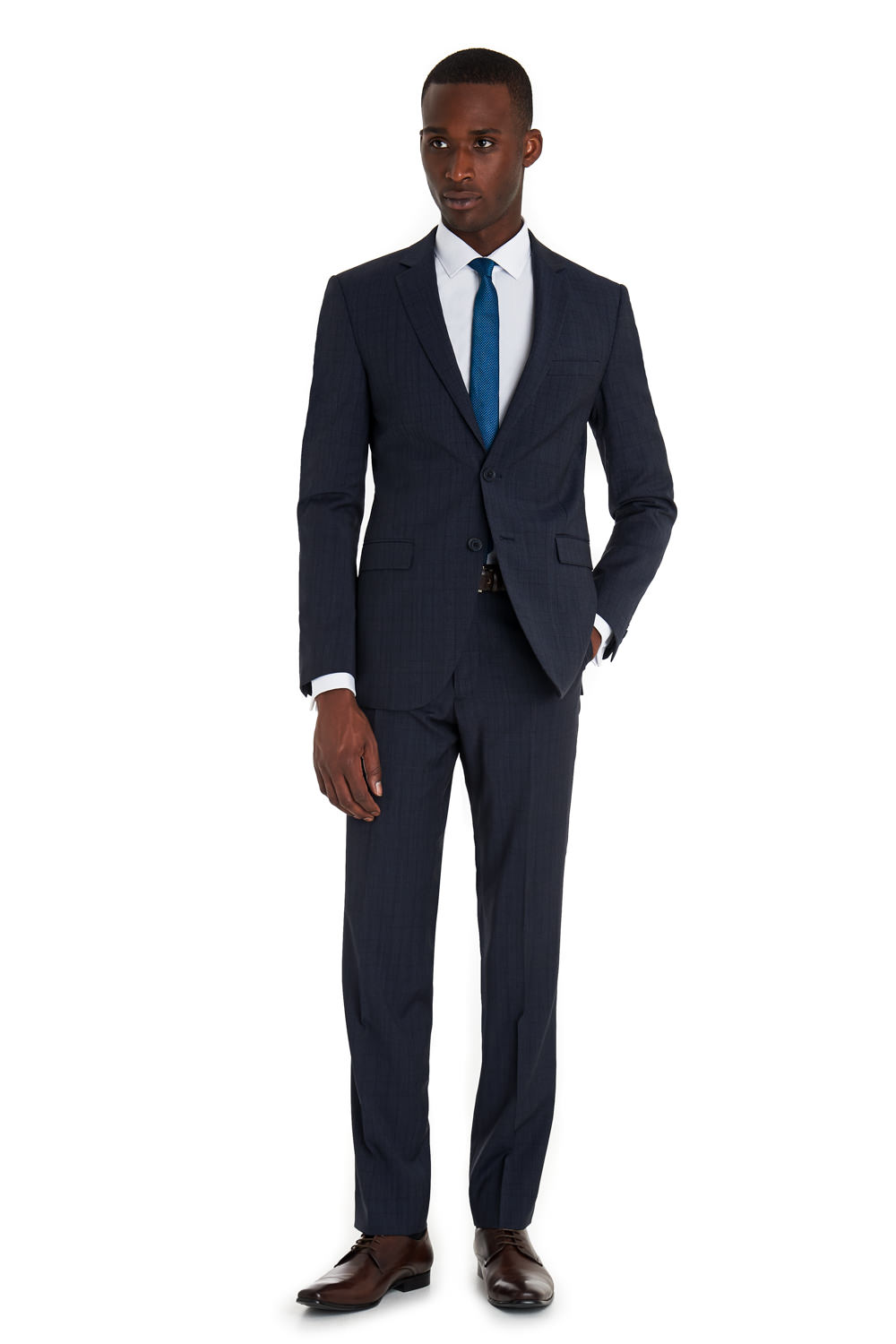 DKNY Slim Fit Blue Check Suit