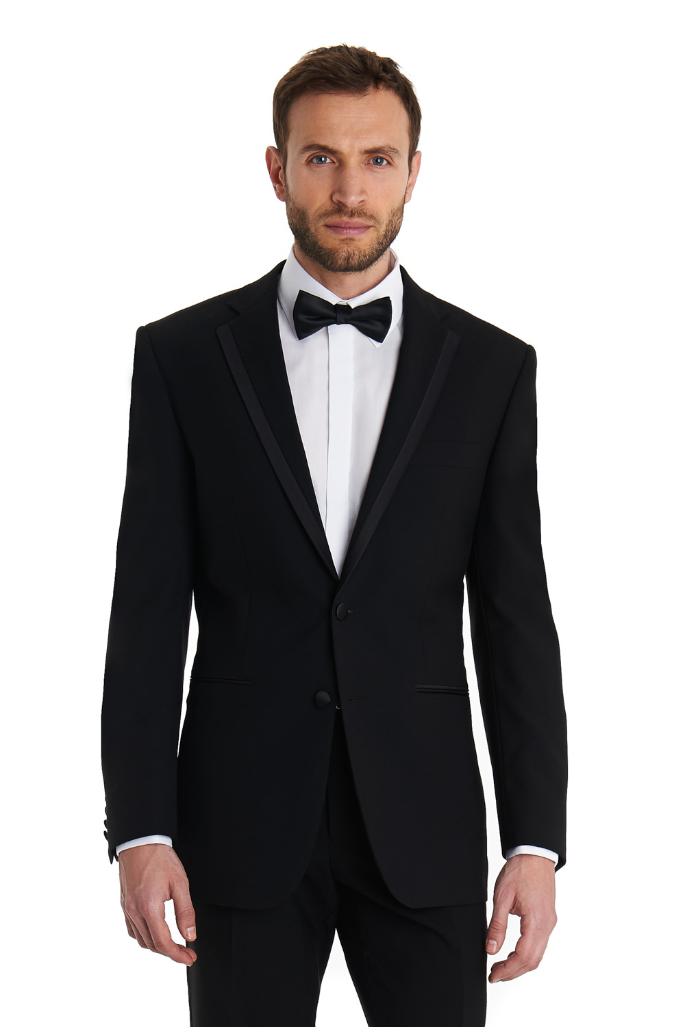 Moss Bros Covent Garden Black Tailored Fit Satin Edge Notch Dinner Suit ...