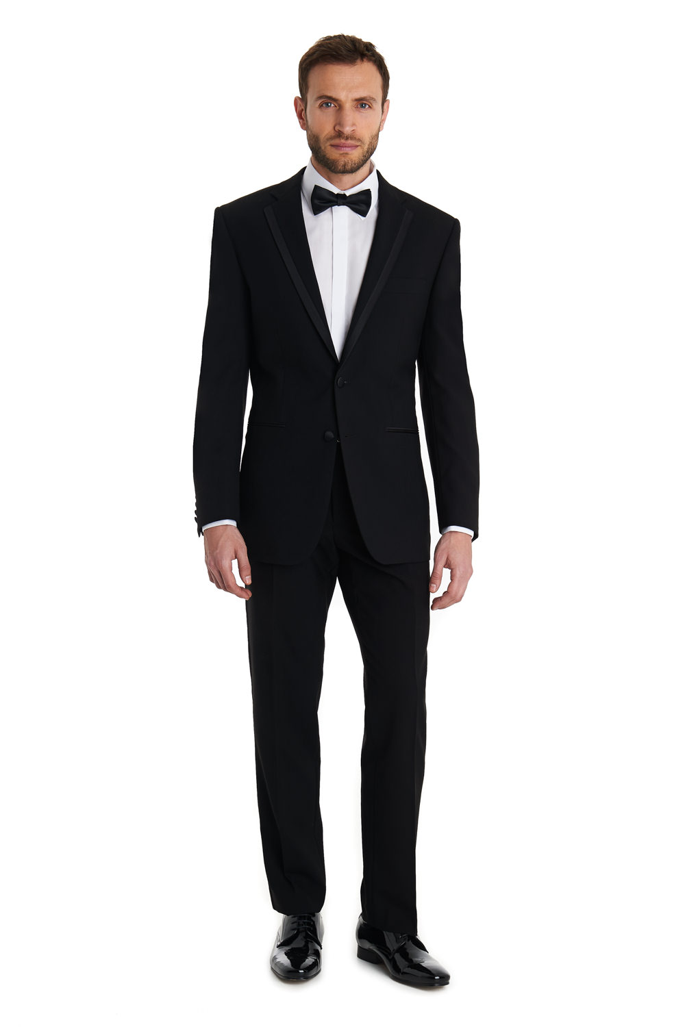 Moss Bros Covent Garden Black Tailored Fit Satin Edge Notch Dinner Suit ...