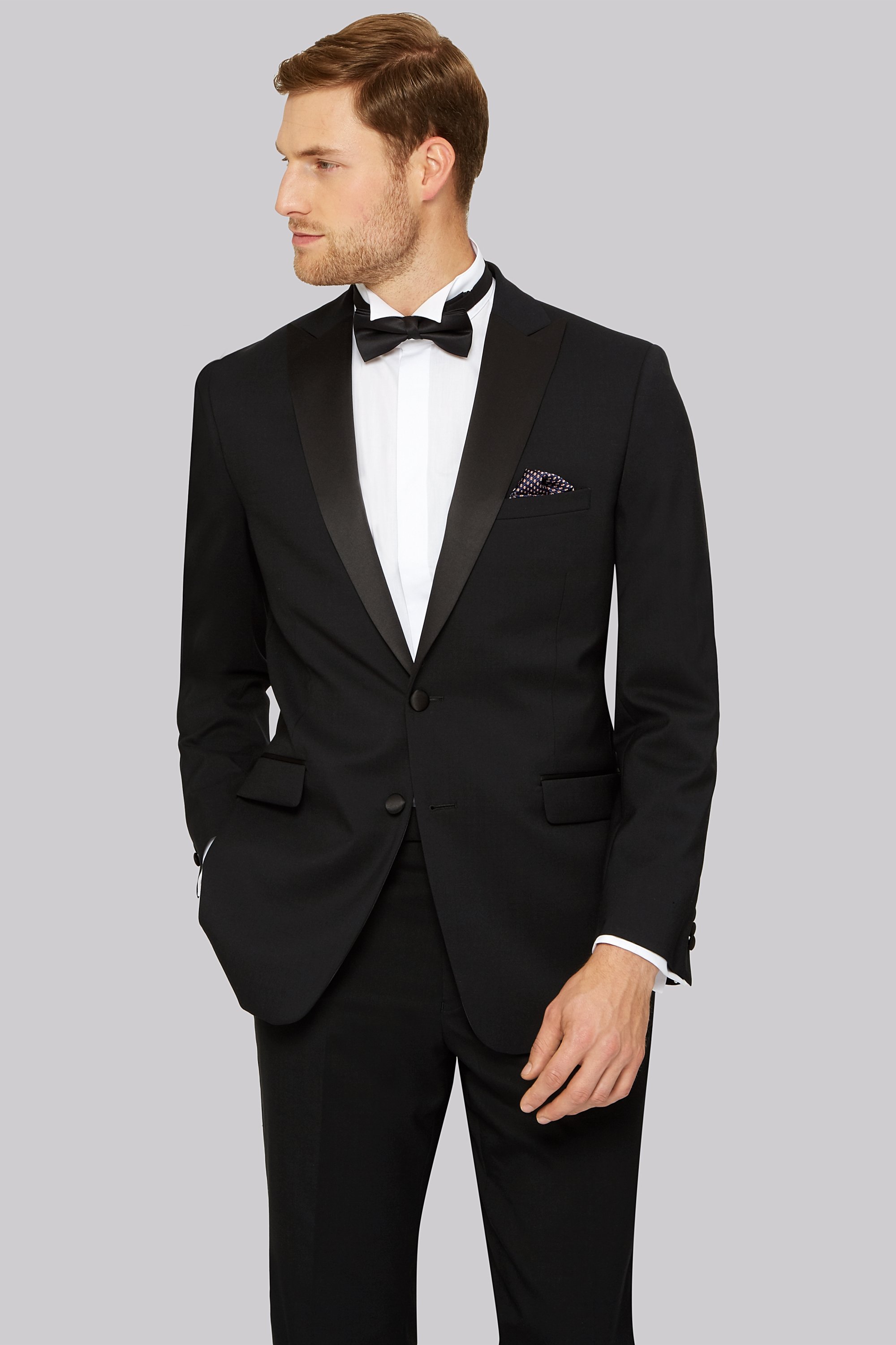 Moss Esq. Regular Fit Black Peak Lapel Tuxedo Jacket