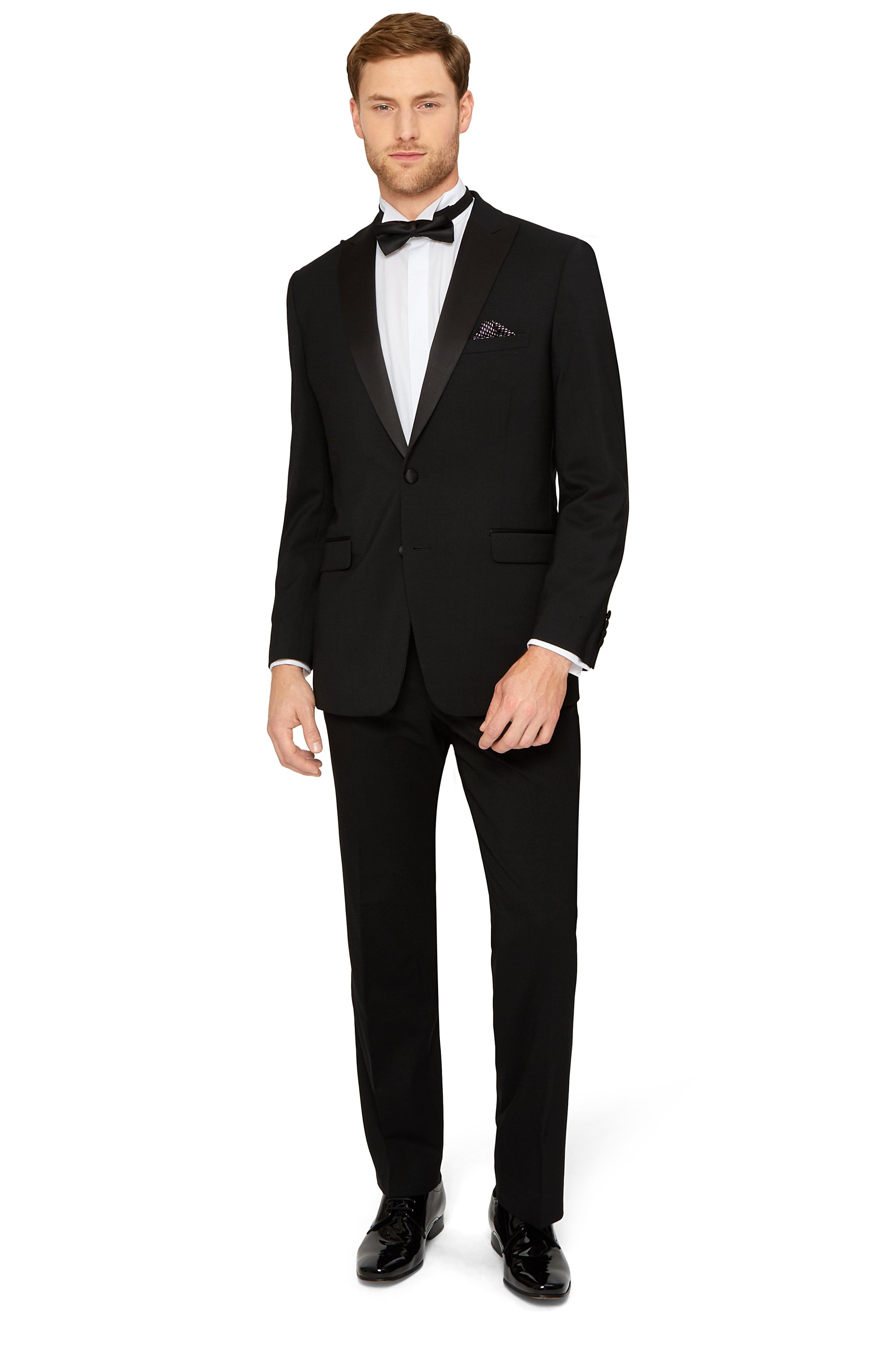 Moss Esq. Regular Fit Black Peak Lapel Tuxedo Jacket