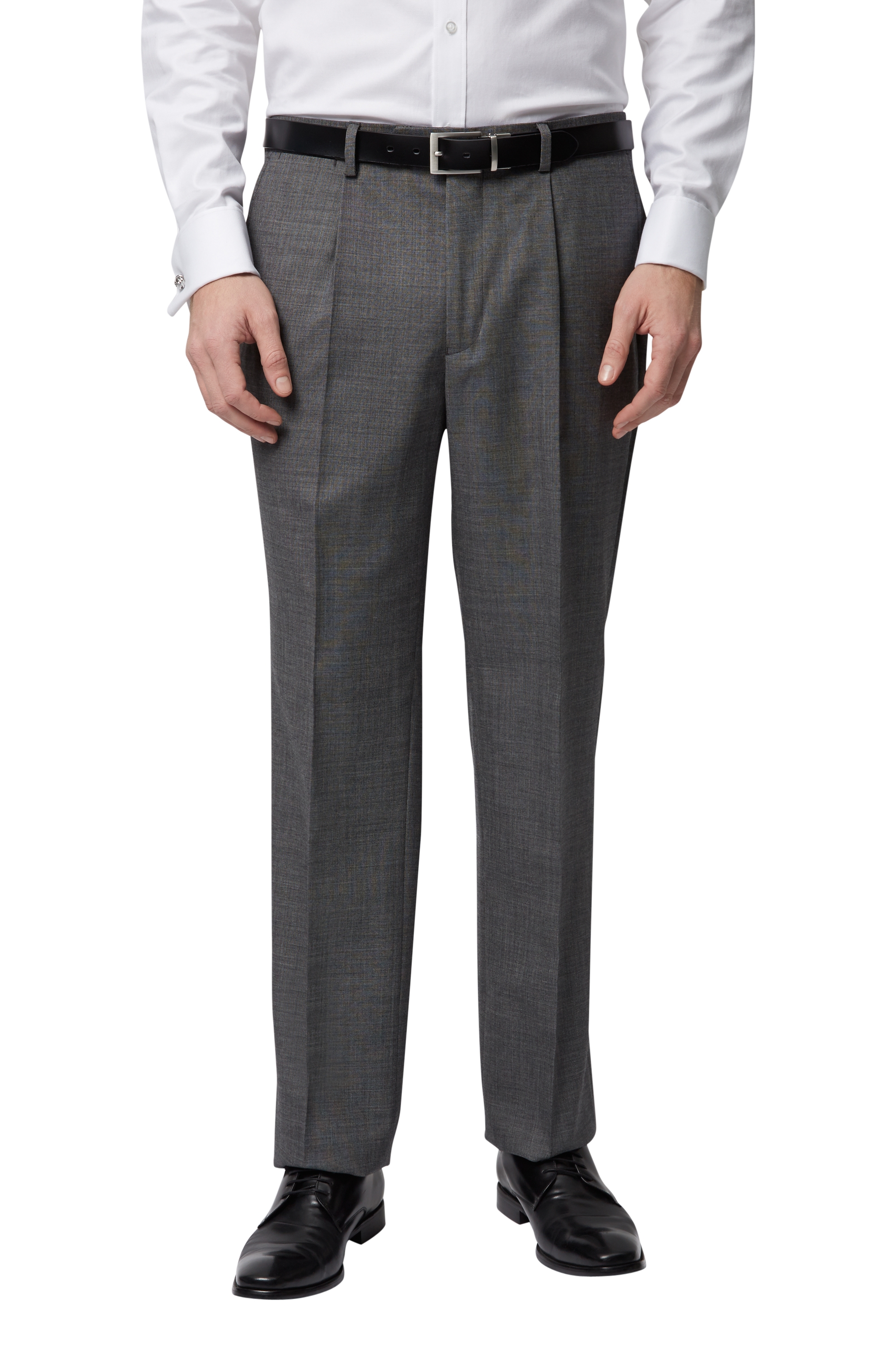 Moss Bros Regular Fit Charcoal Pleated Trousers | Buy Online at Moss
