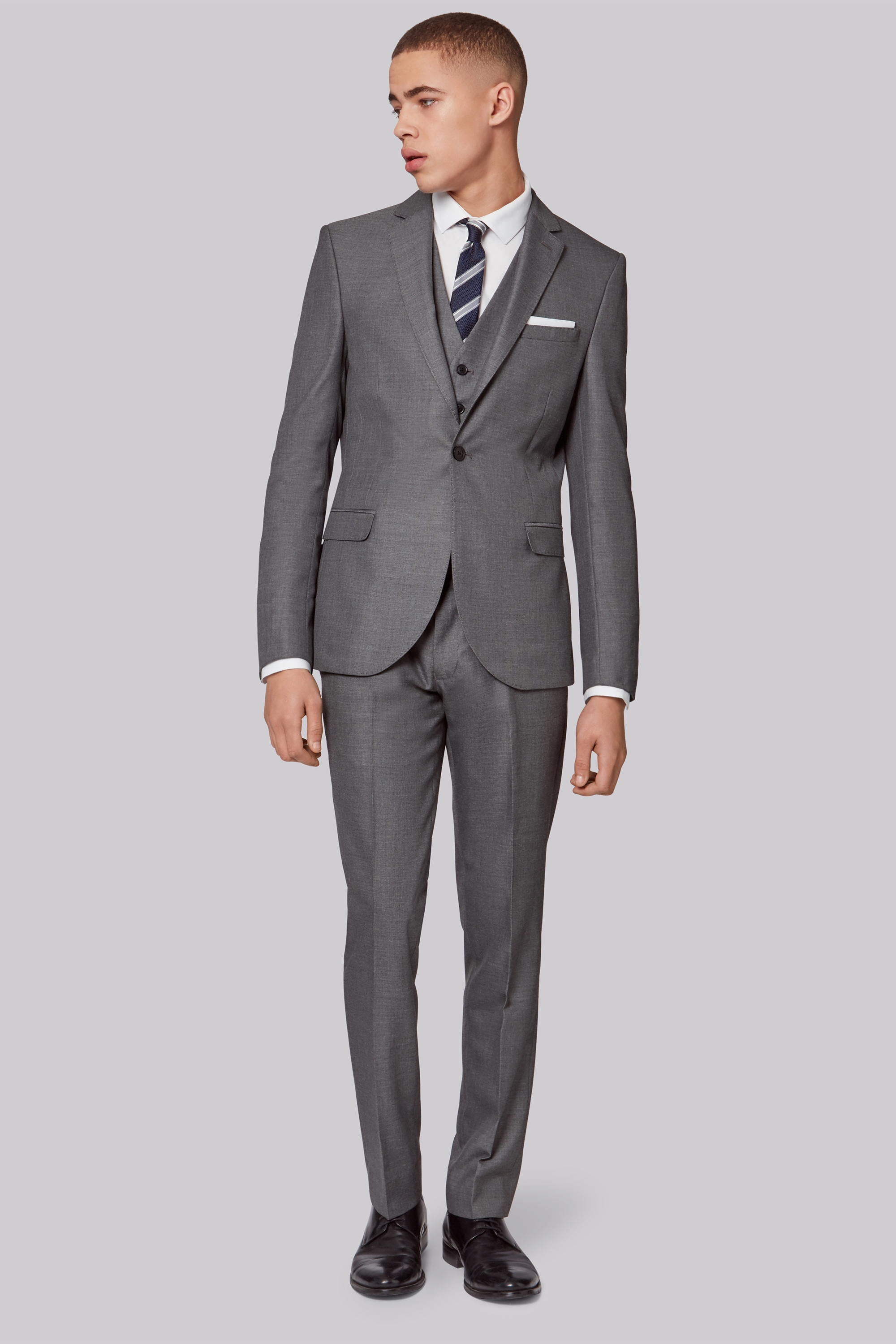 Moss London Skinny Fit Silver Notch Lapel Suit Jacket