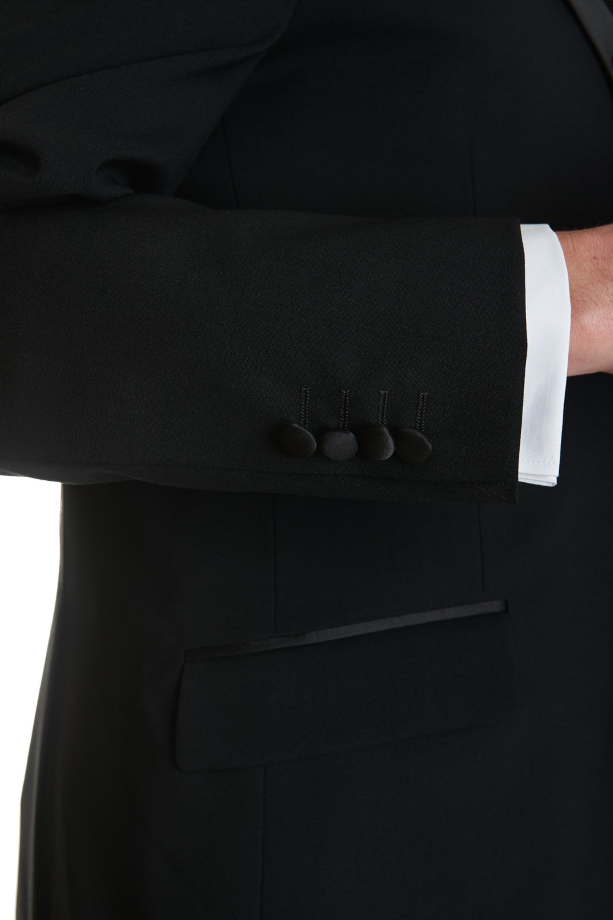Moss Bros Regular Fit Black Peak Lapel Dinner Suit