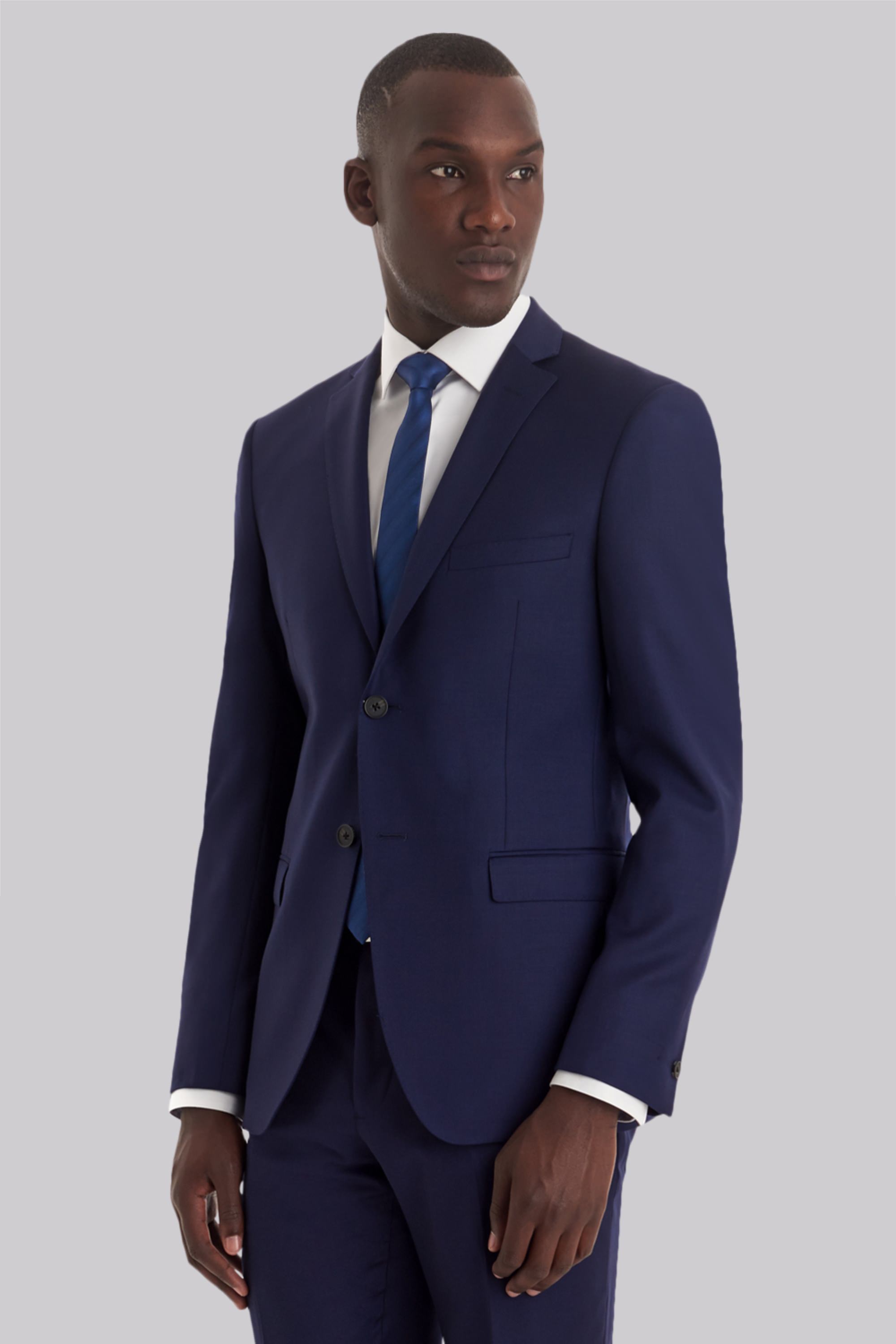 DKNY Slim Fit Plain Blue Suit