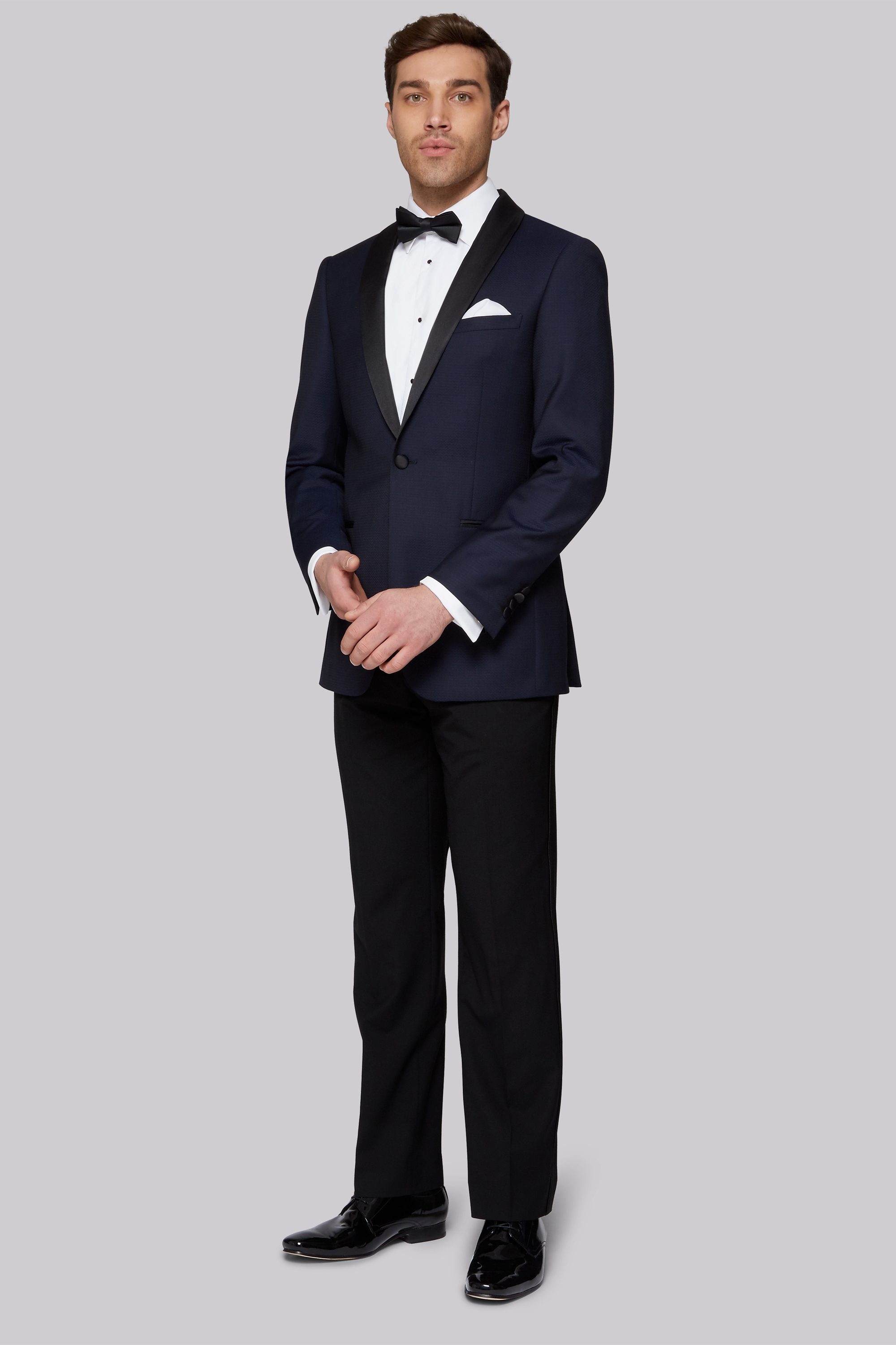 Moss 1851 Tailored Fit Navy Jacquard Tuxedo Jacket