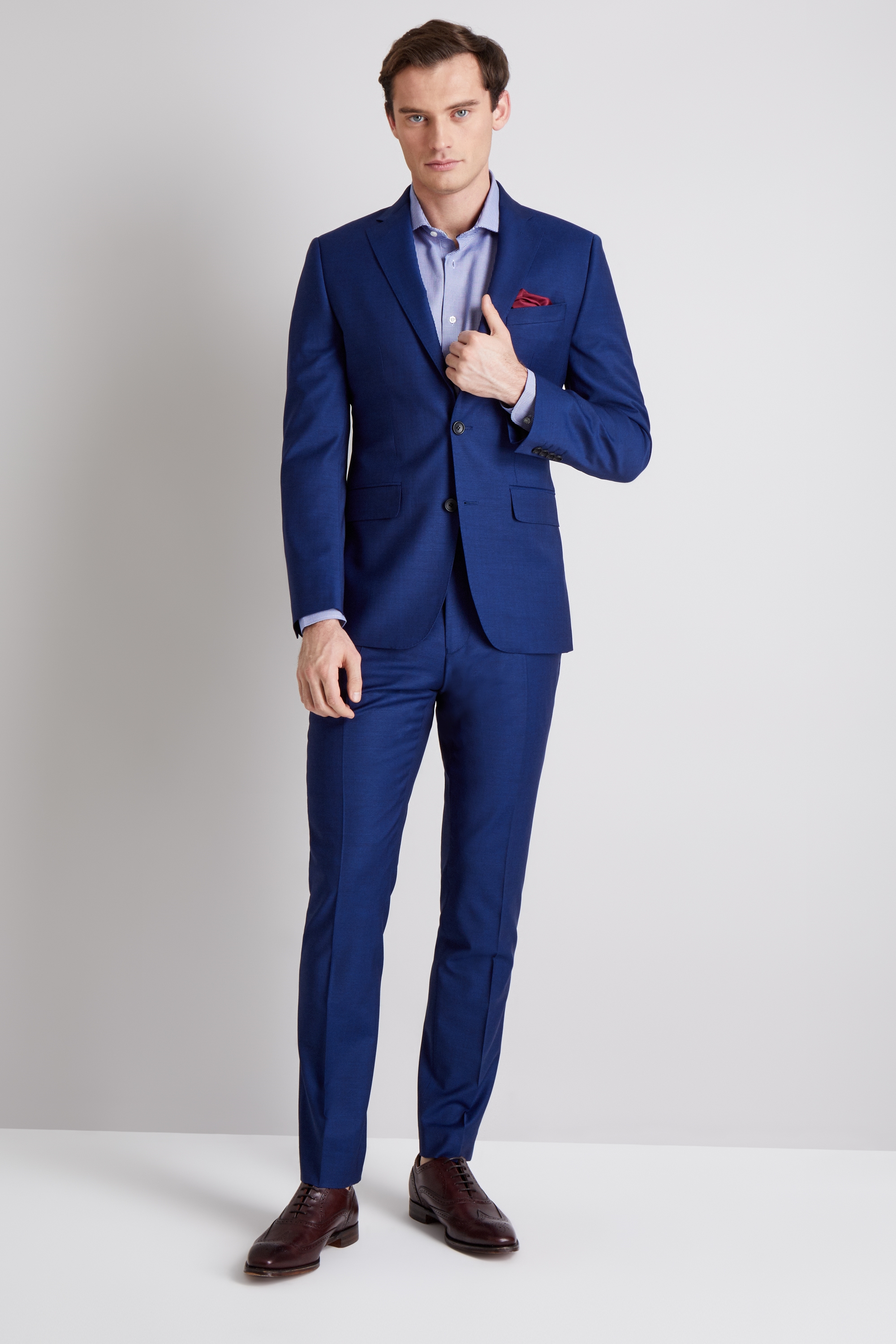 Tailored Suits Moss 1851 Mens Suit Jacket Tailored Fit Mid Blue Linen 2 ...