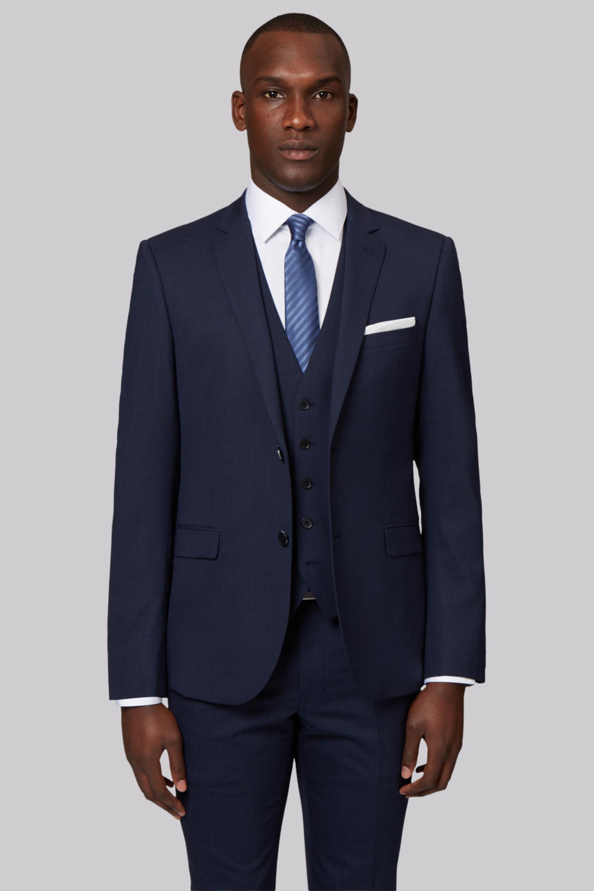 DKNY Slim Fit Navy Semi Plain Jacket | Buy Online at Moss