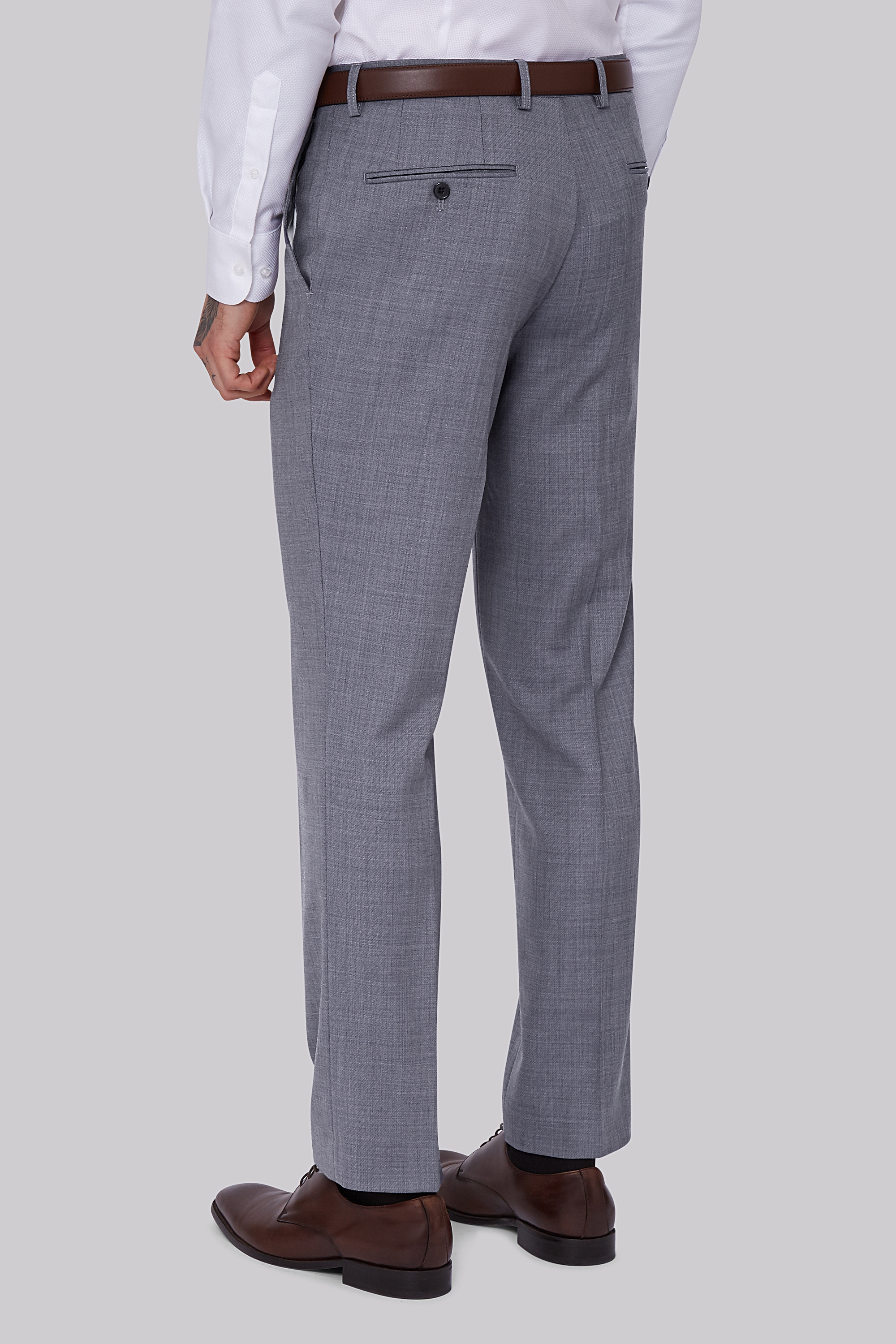 Moss 1851 Tailored Fit Light Blue Sharkskin Trousers | Buy Online at Moss