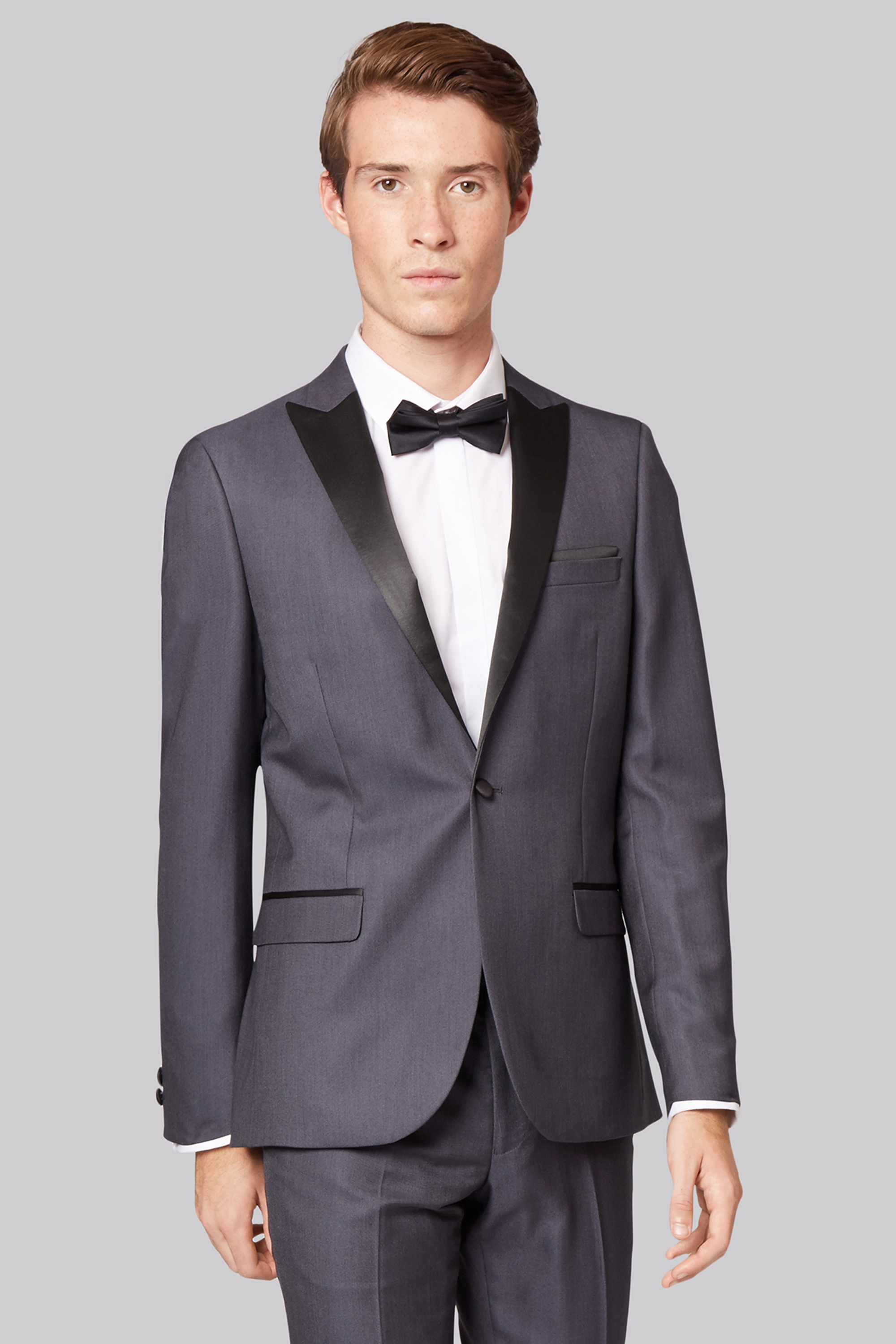 Moss London Skinny Fit Grey Tuxedo Jacket