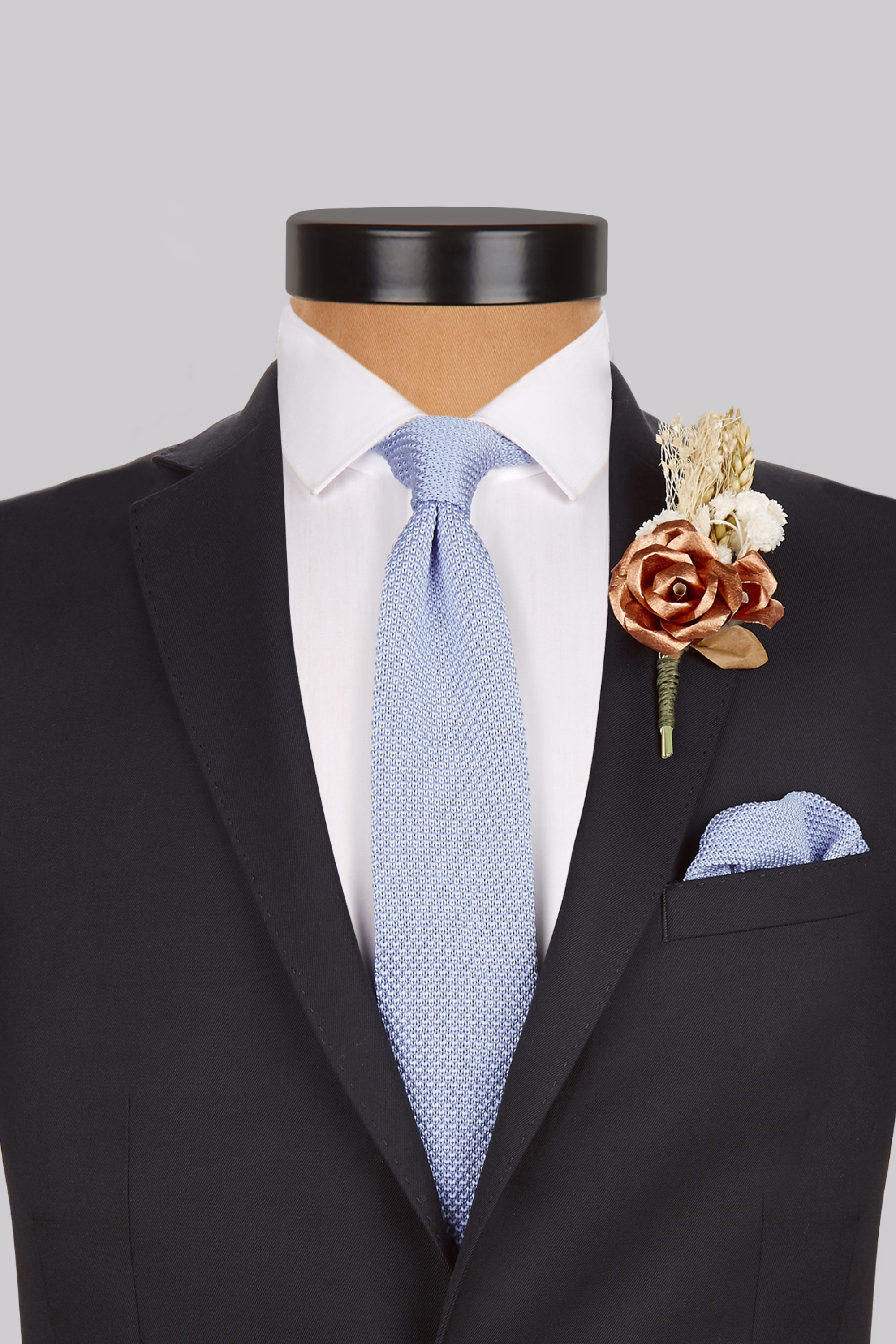 Moss London Sky Blue Knitted Pocket Square