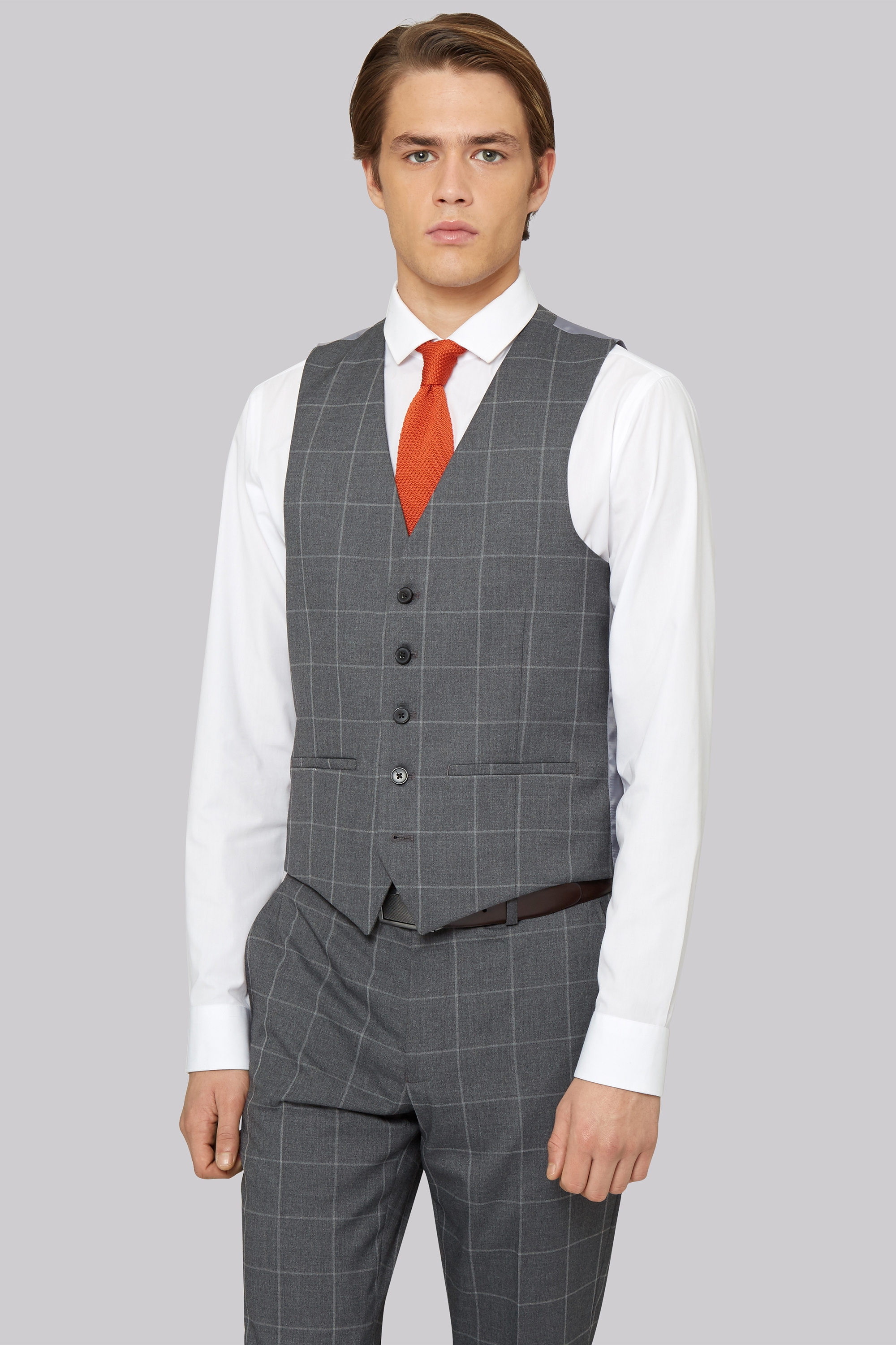 grey check waistcoat