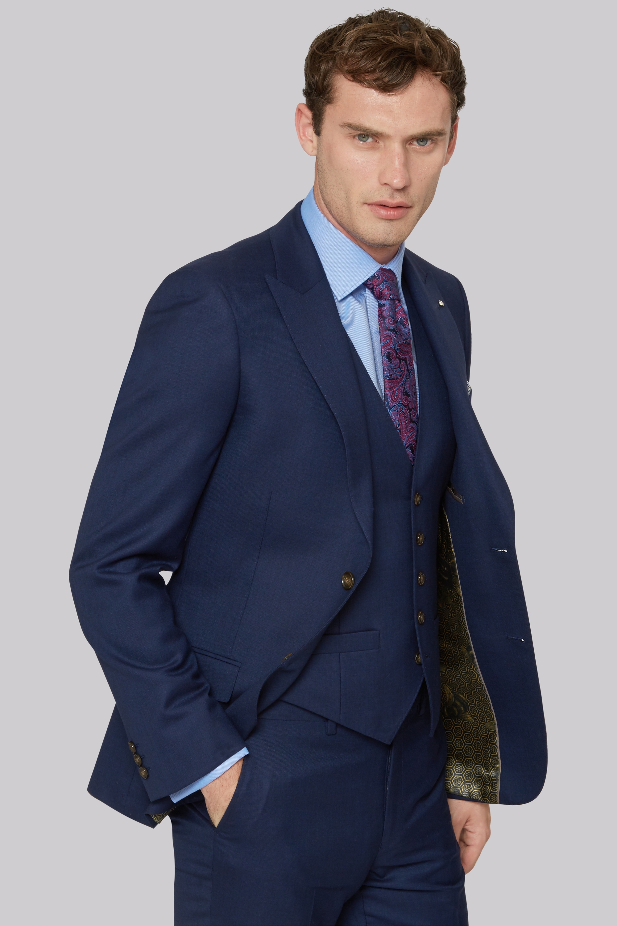Ted Baker Gold Tailored Fit Navy Two Tone Jacket