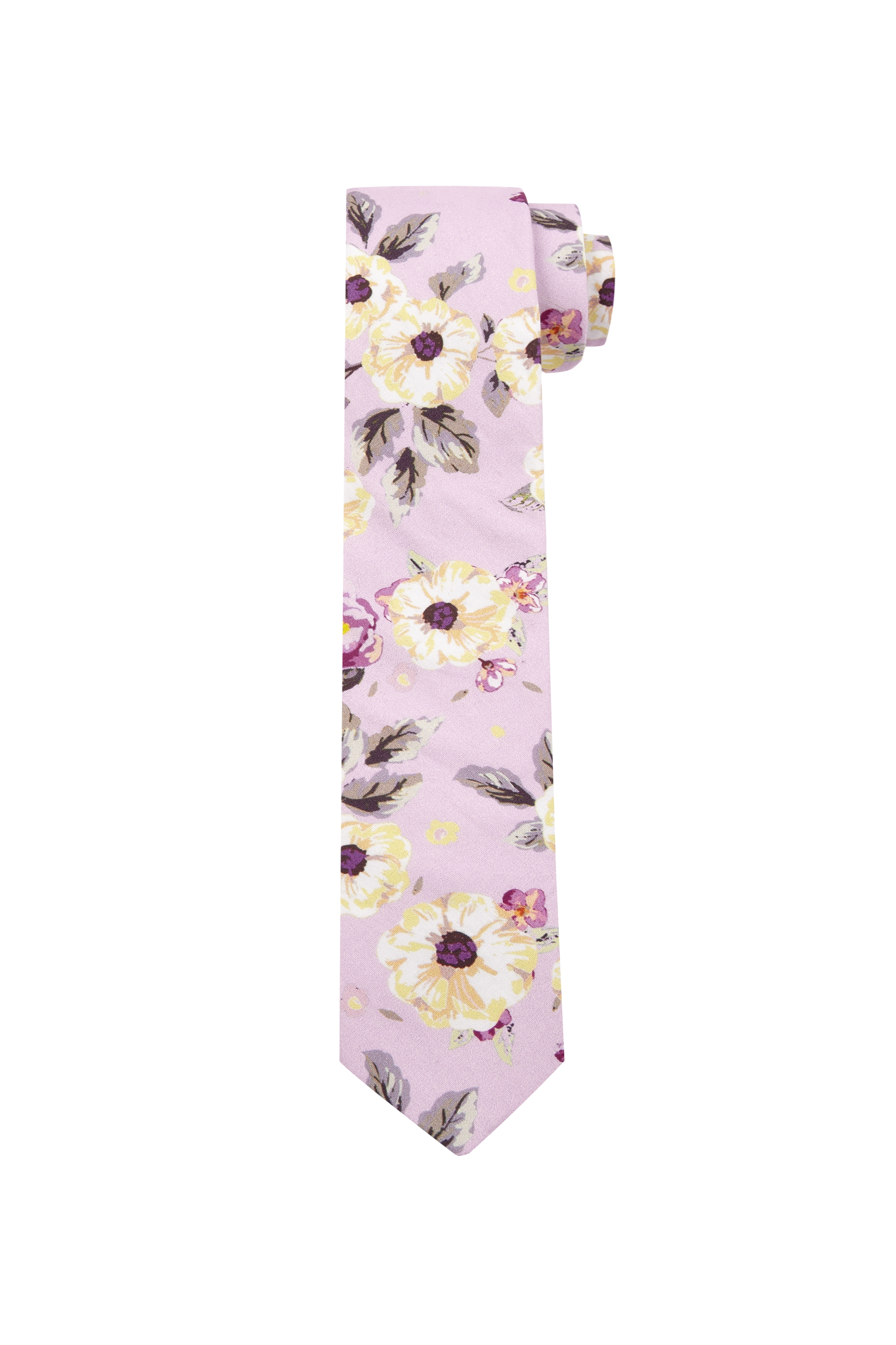 Moss London Pink Botanical Skinny Tie & Pocket Square Set