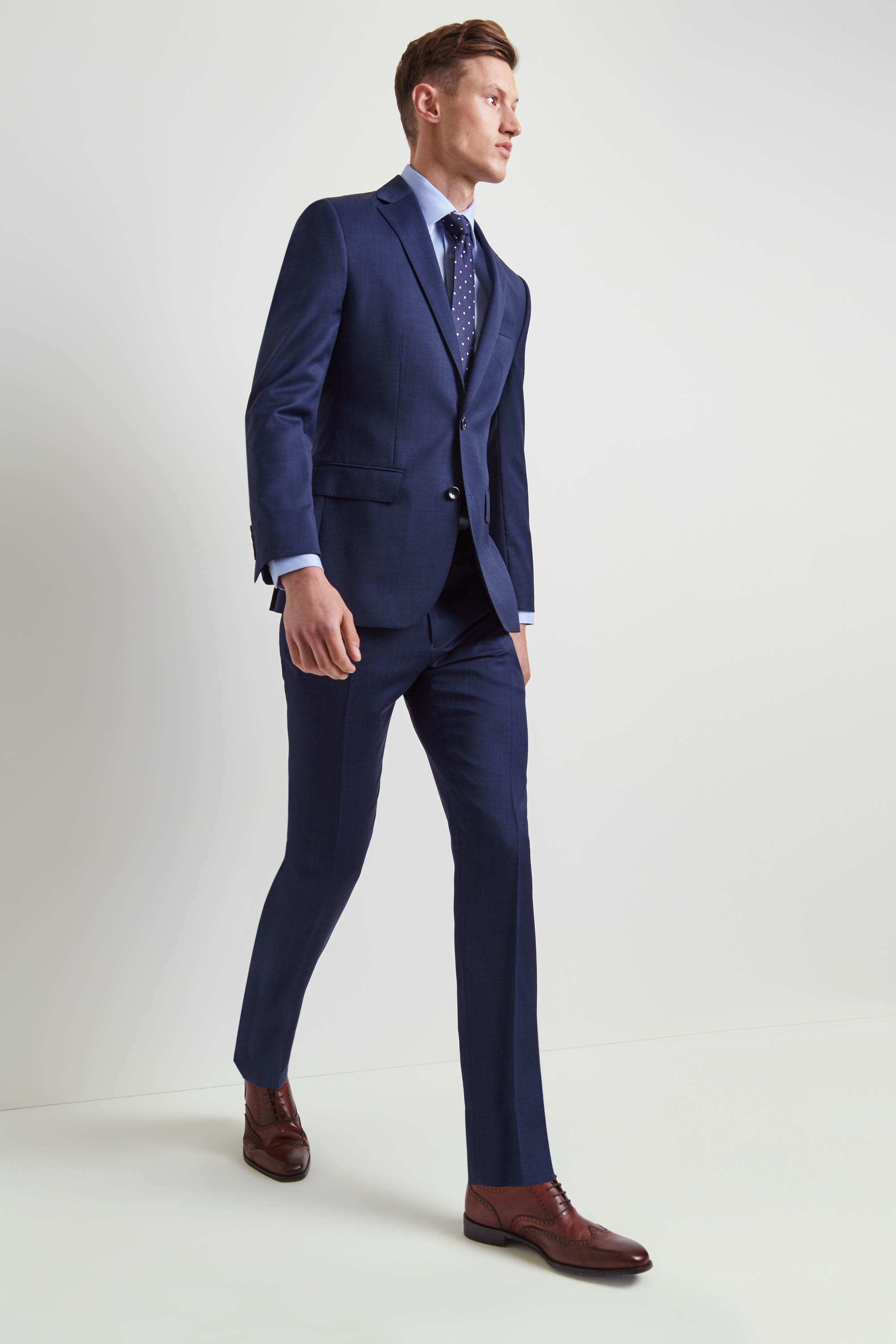 Moss 1851 Tailored Fit Bright Blue End on End Jacket