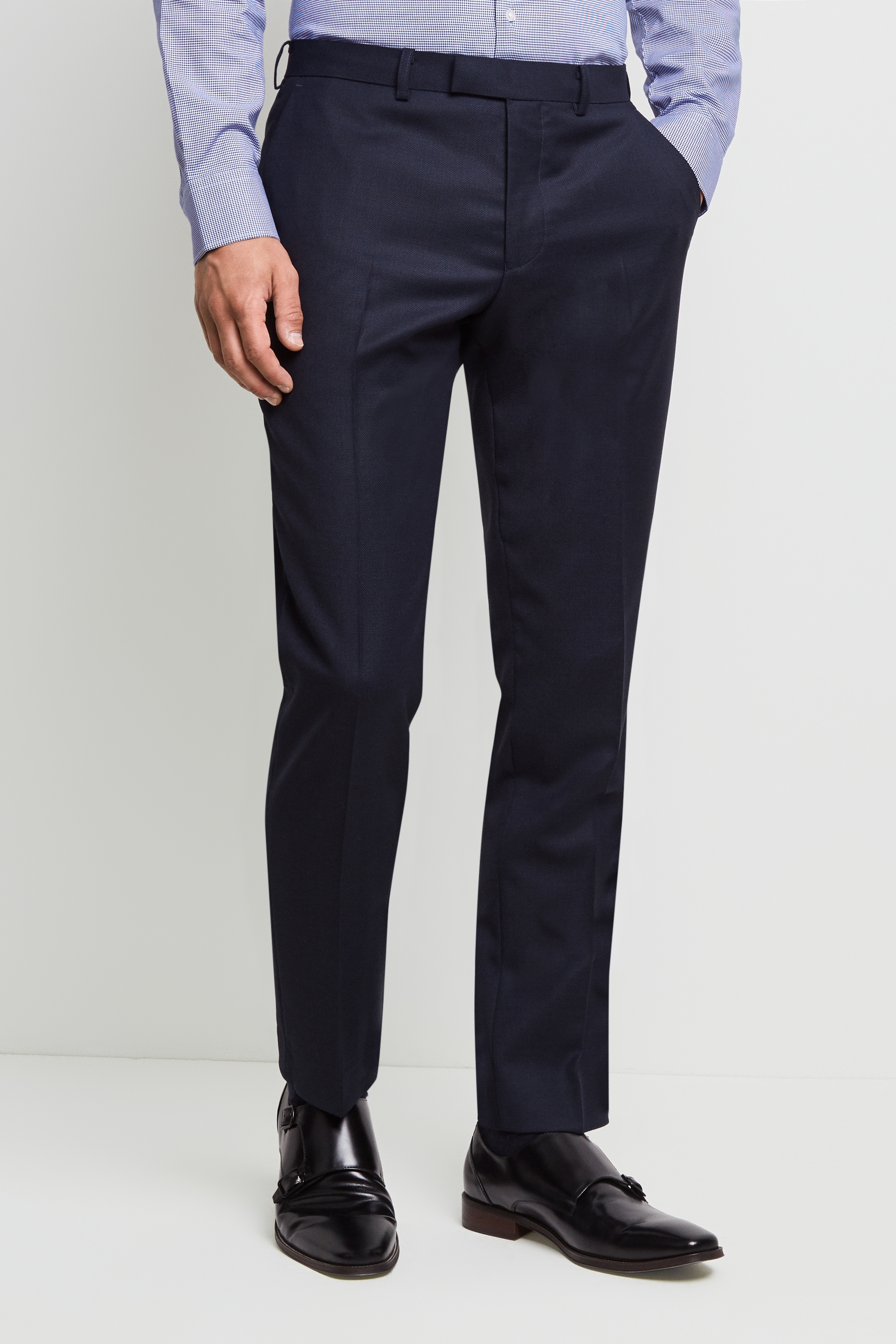 Moss 1851 Tailored Fit Navy Birdseye Trousers