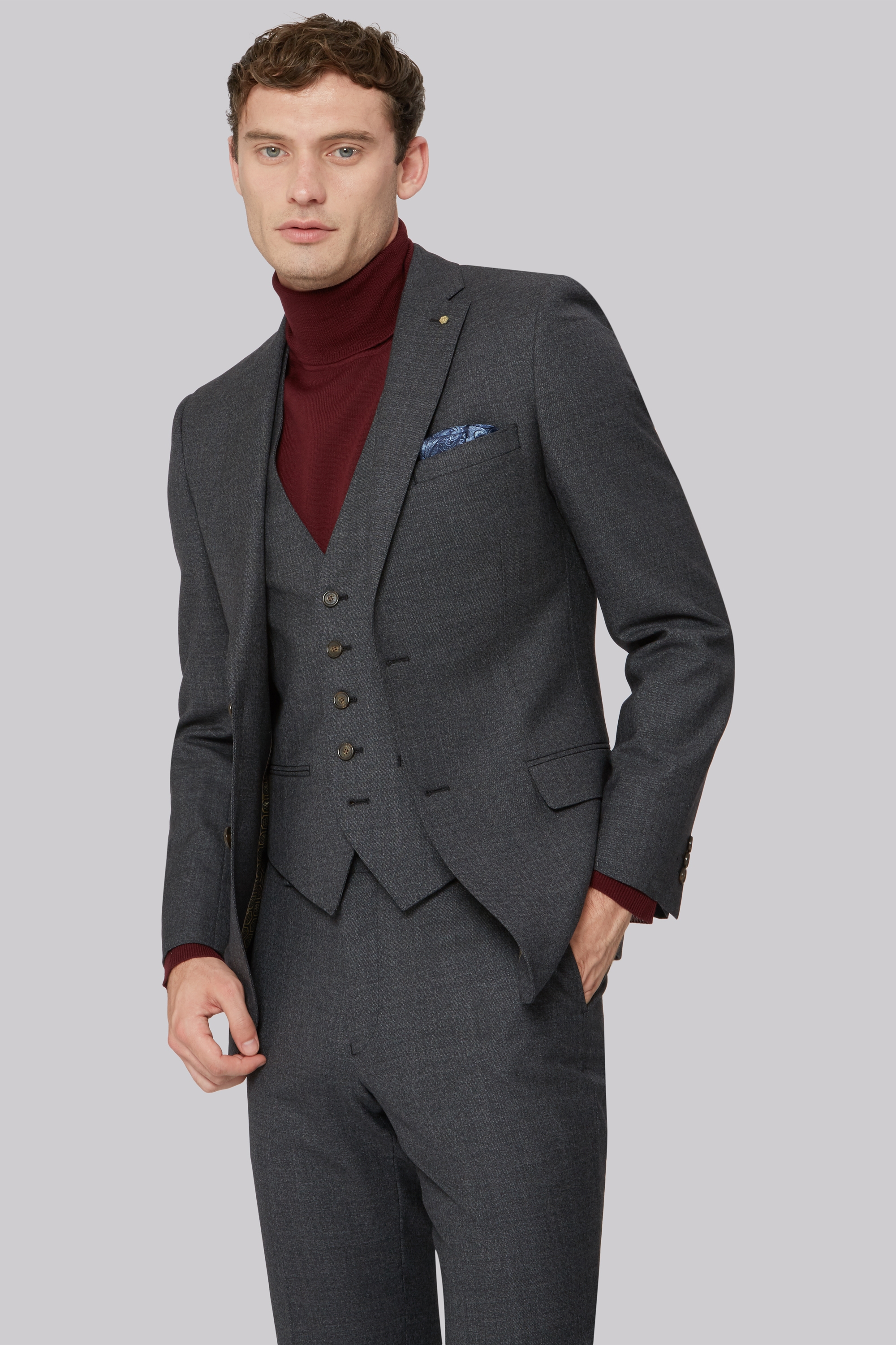 Ted Baker Tailored Fit Charcoal Melange Jacket