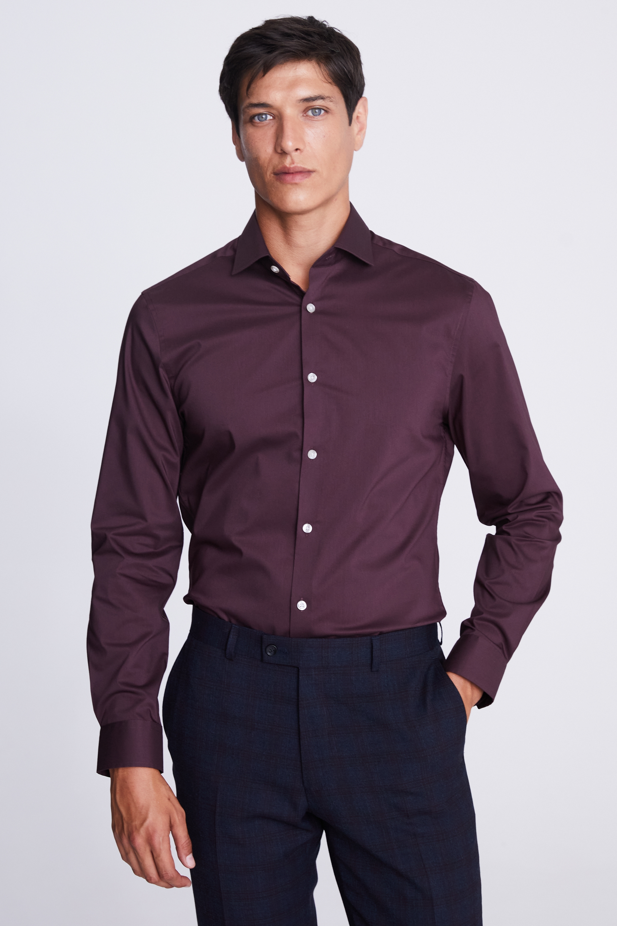 Slim Fit Wine Stretch Shirt | Buy Online at Moss