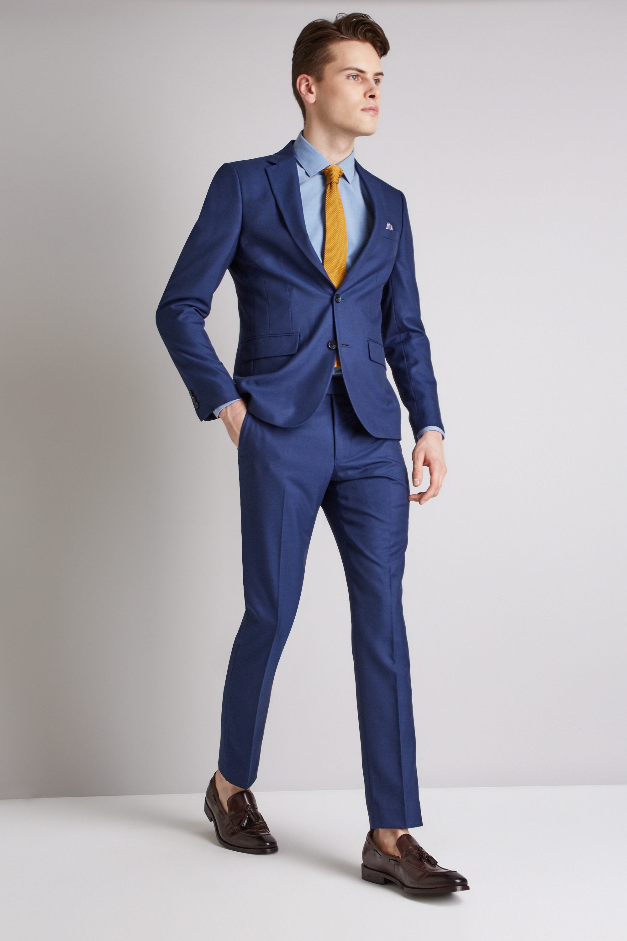 Moss London Skinny/Slim Fit Blue Suit