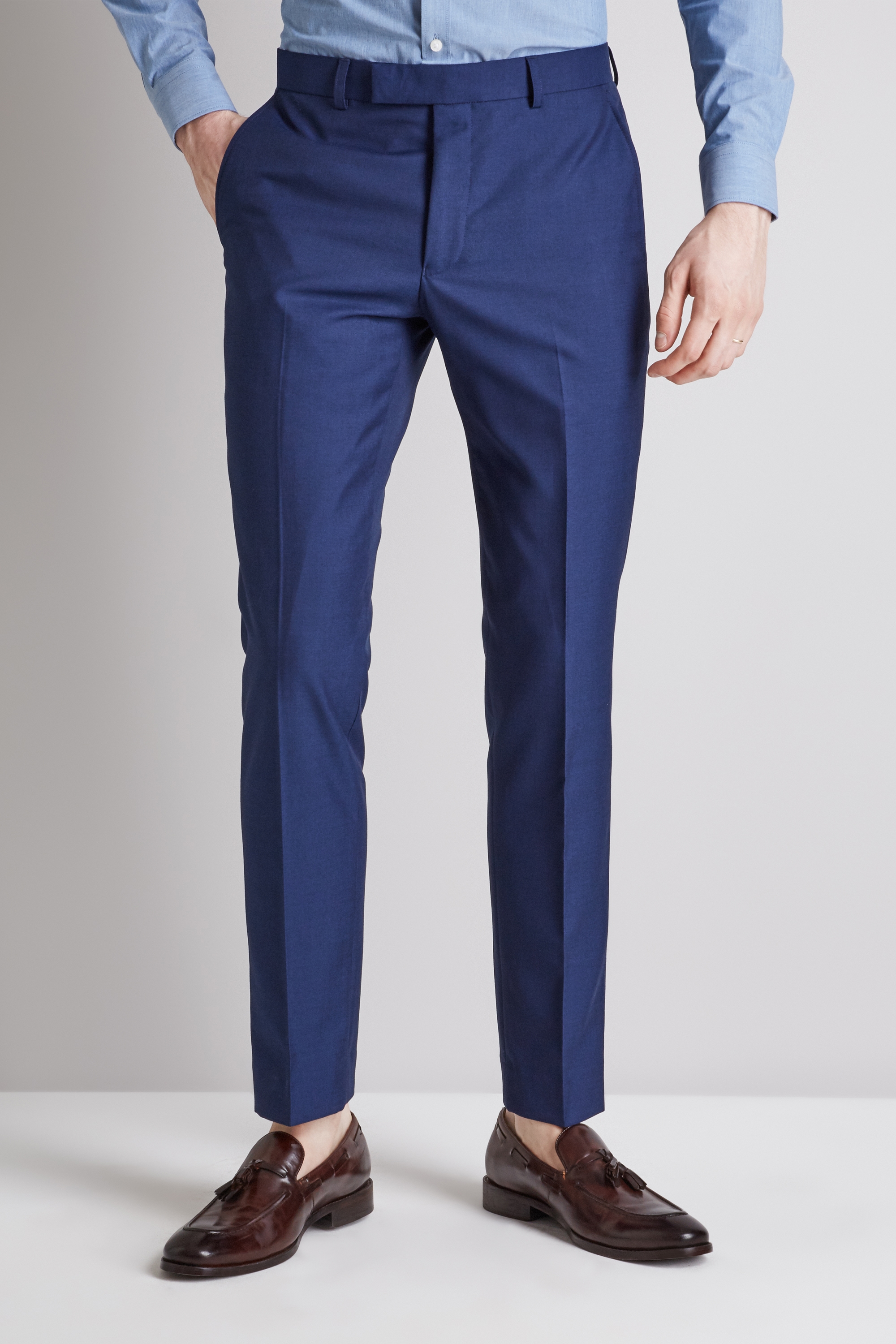 Moss London Skinny/Slim Fit Blue Trousers