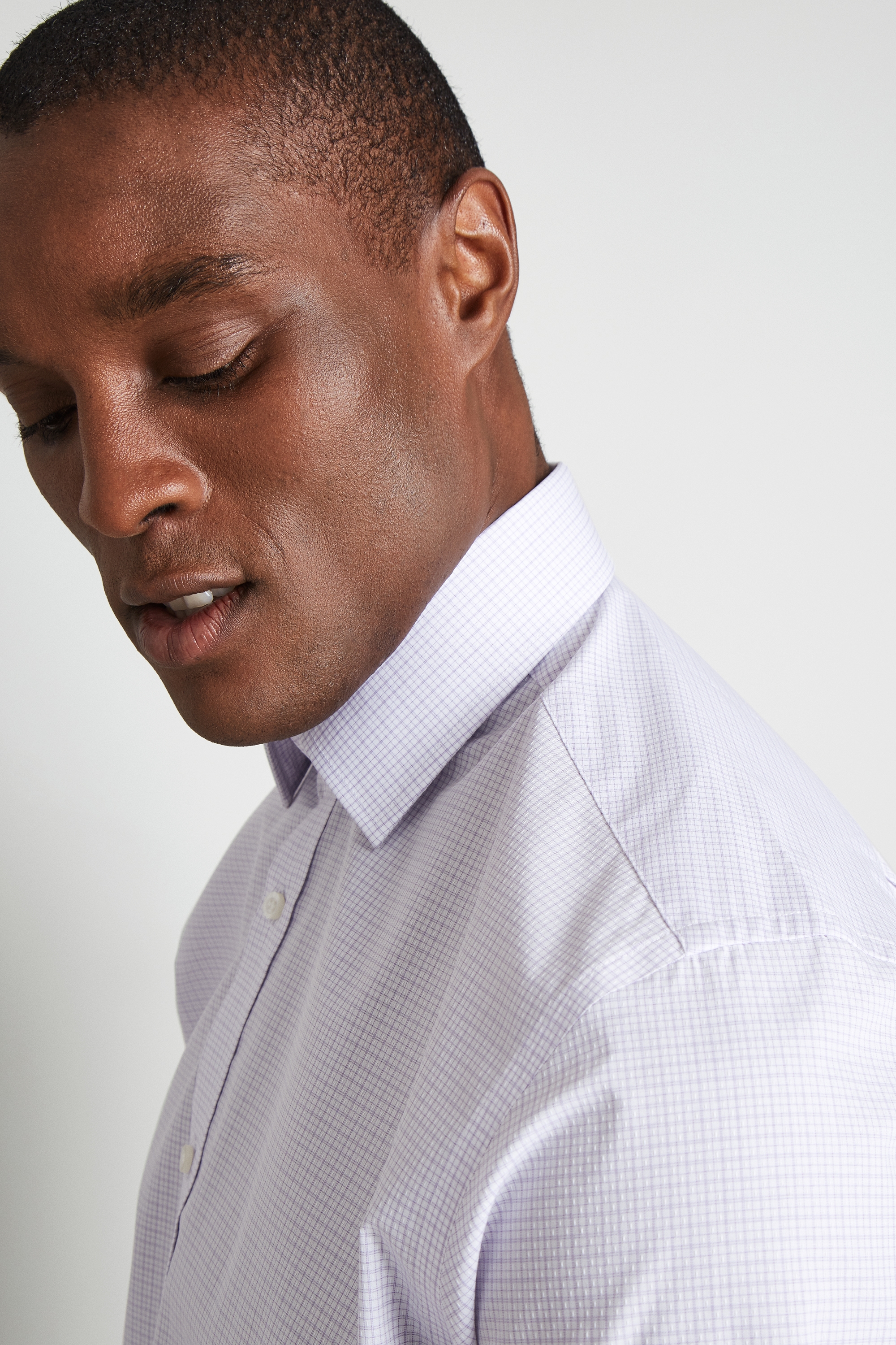 Moss Esq. Regular Fit Lilac Short Sleeve Check Shirt
