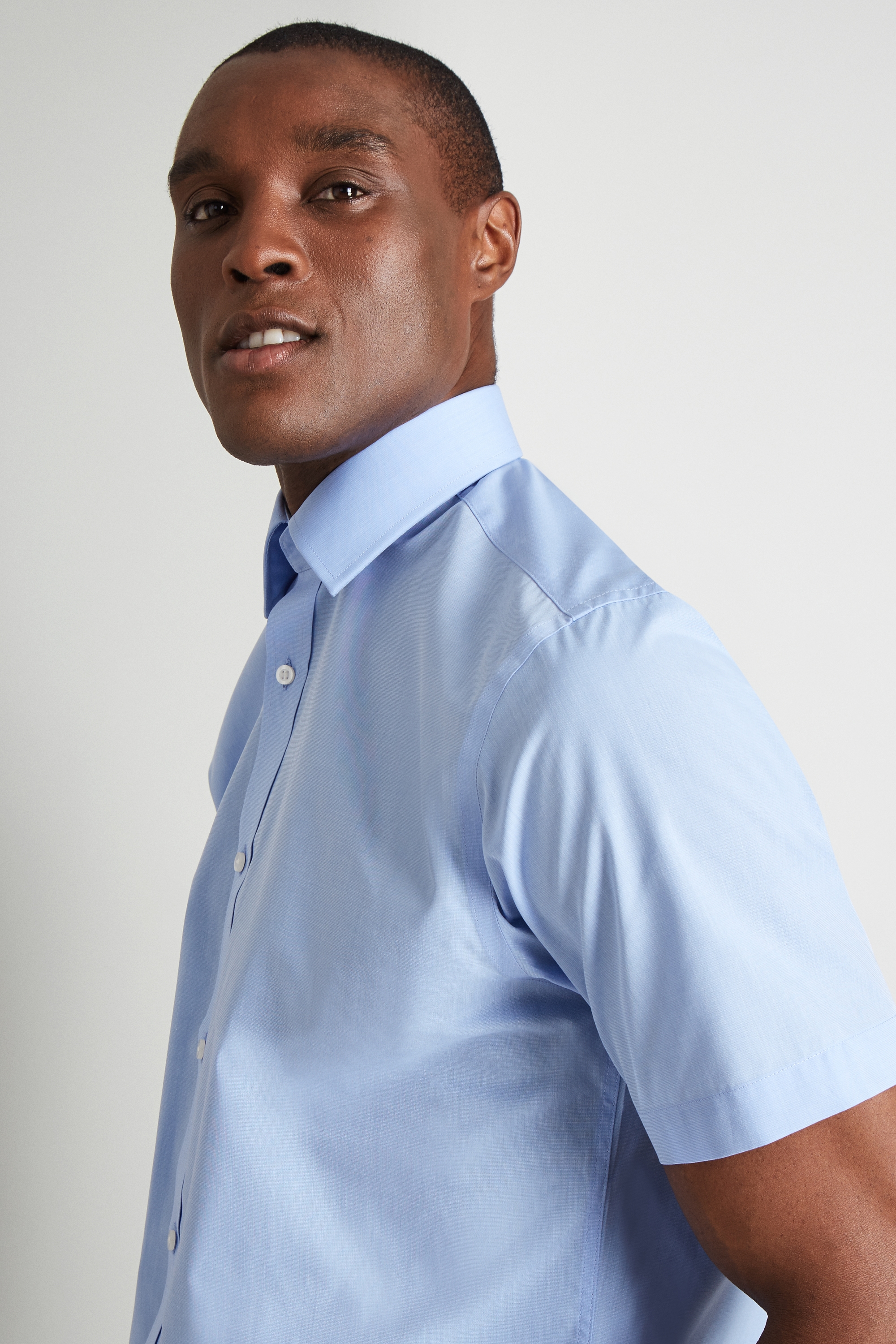 Moss Esq. Regular Fit Sky Short Sleeve Shirt