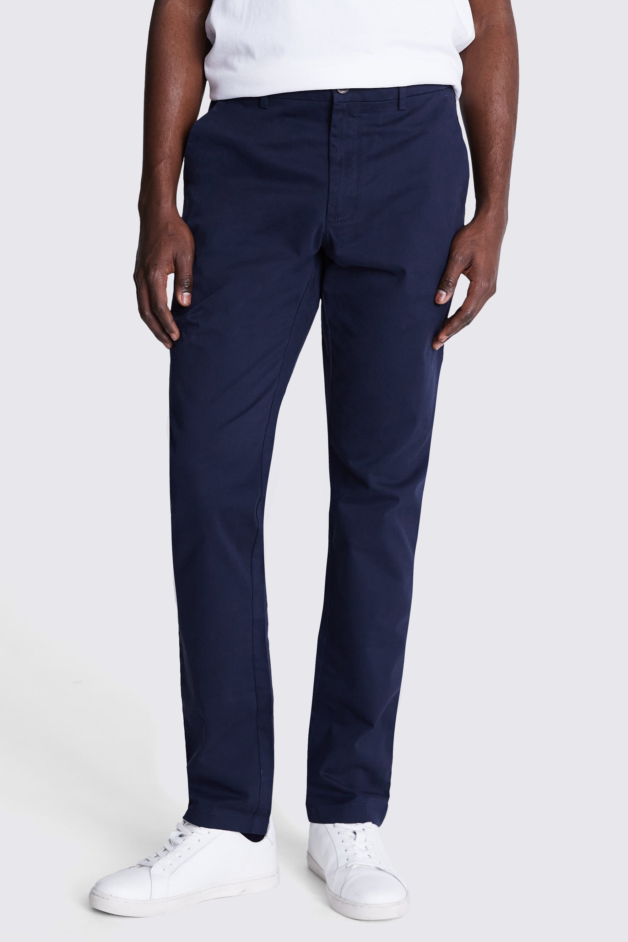 Tailored Fit Navy Stretch Chinos | Buy Online at Moss