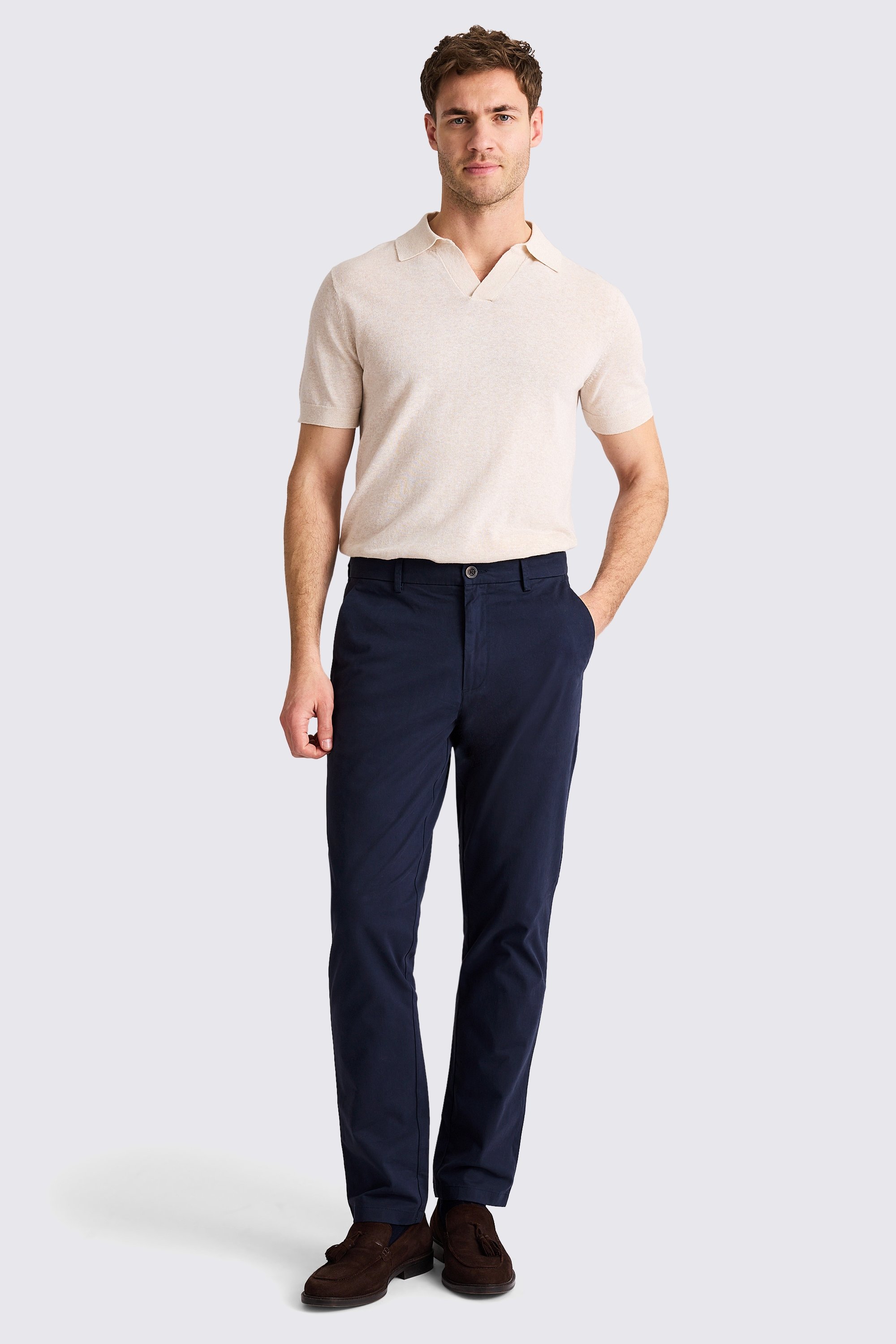 Tailored Fit Navy Stretch Chinos