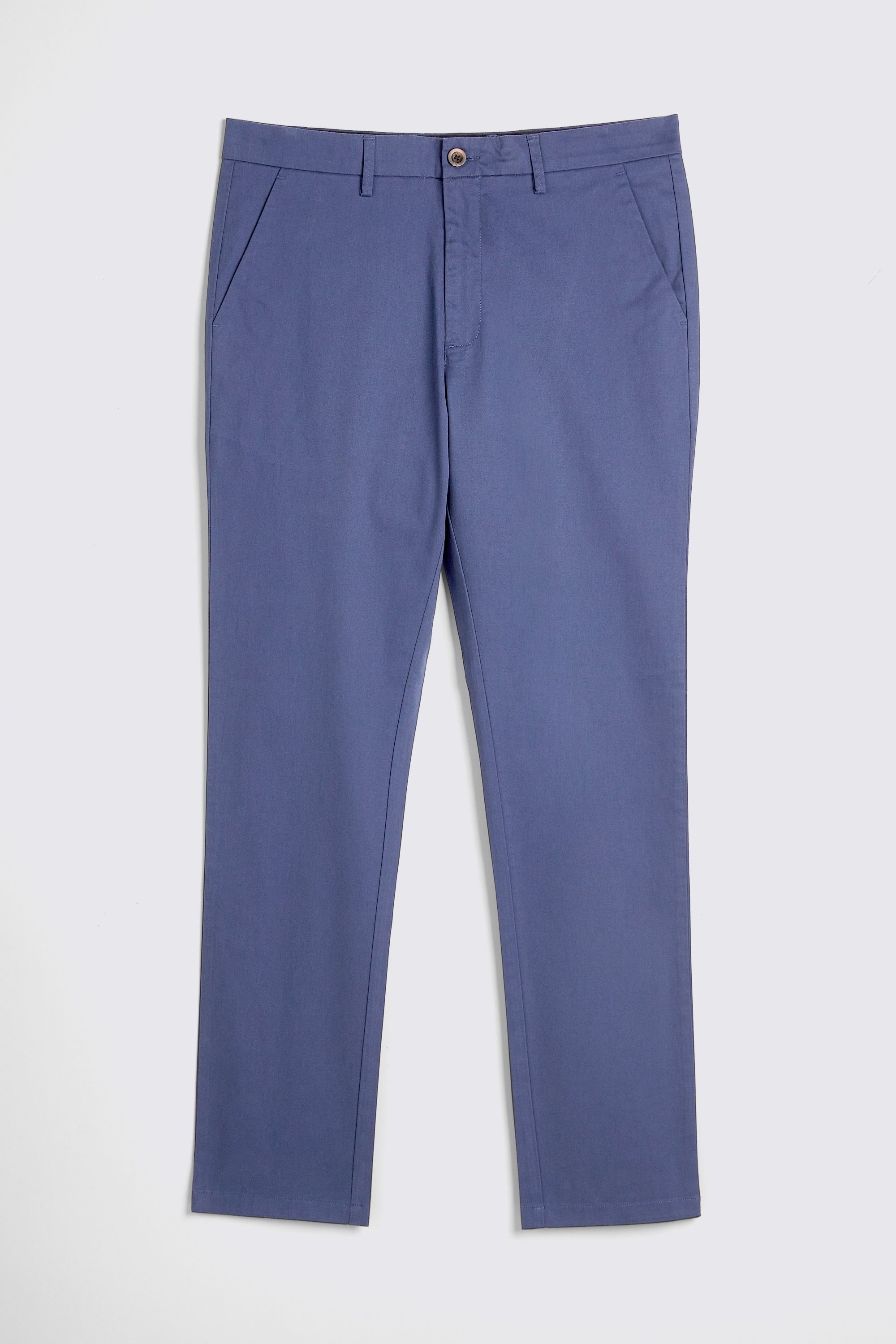 Tailored Fit Blue Stretch Chinos | Buy Online at Moss