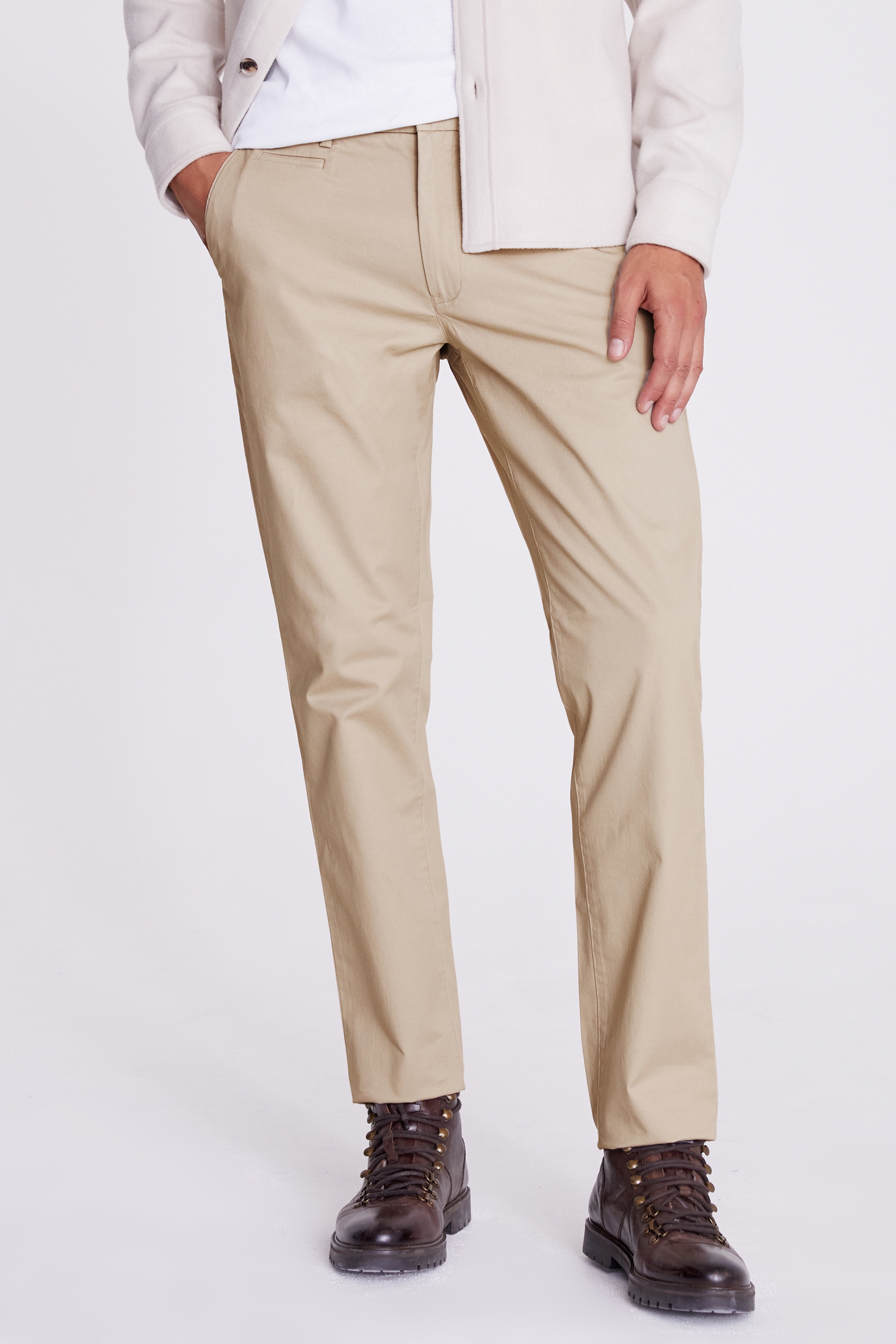 Moss 1851 Tailored Fit Stone Stretch Chino