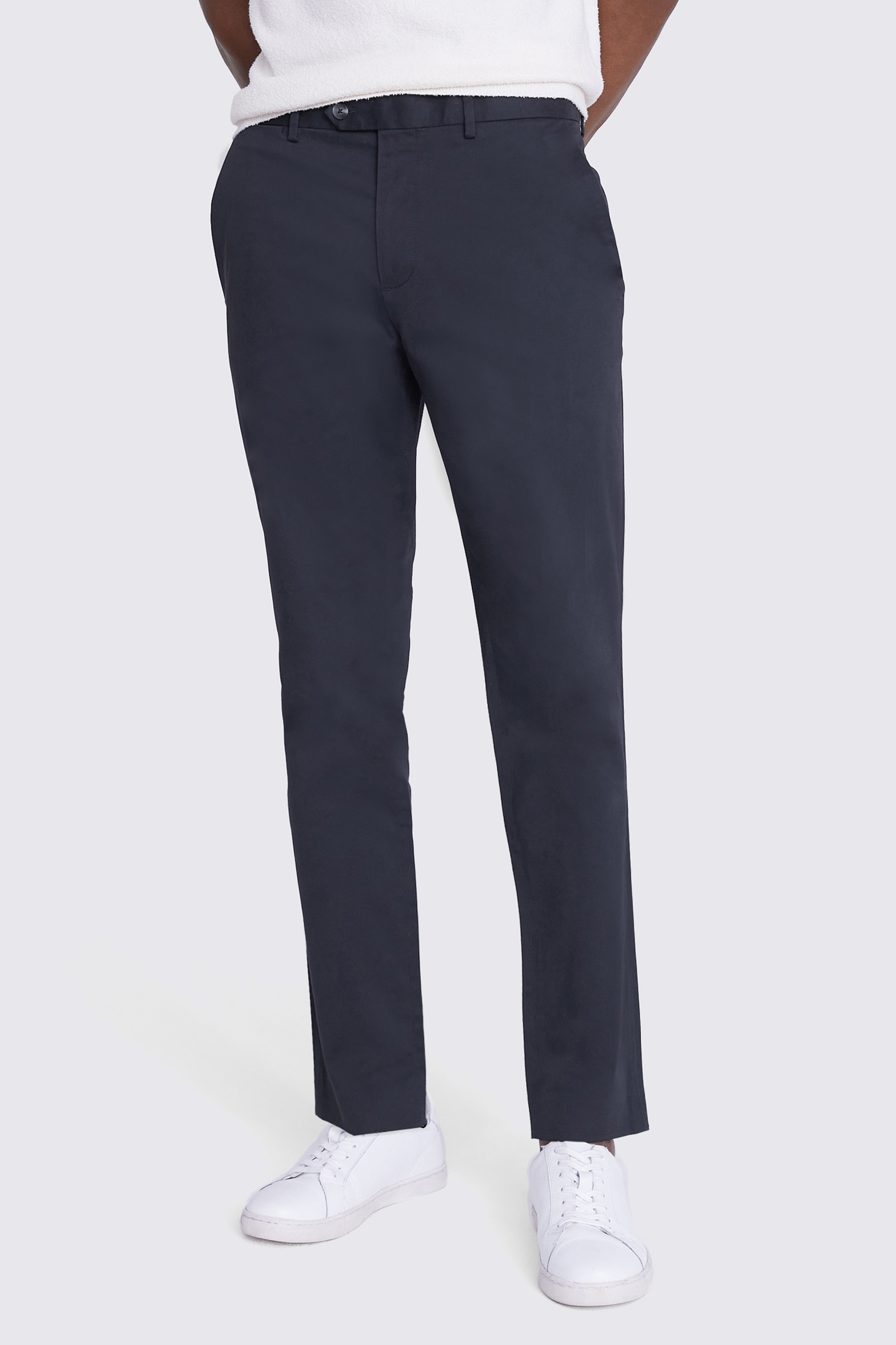 Slim Fit Navy Stretch Chinos | Buy Online at Moss
