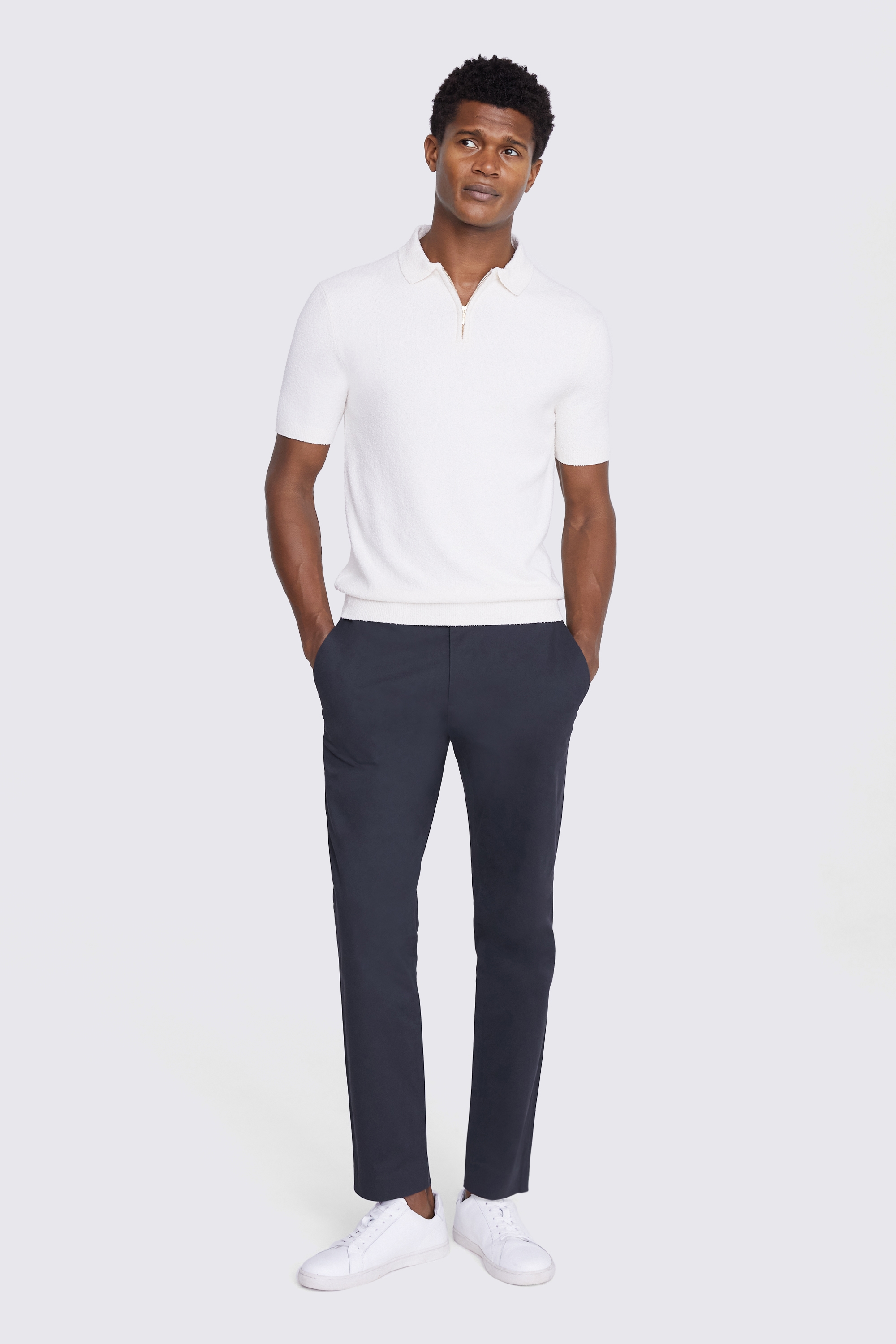 Slim Fit Navy Stretch Chinos | Buy Online at Moss