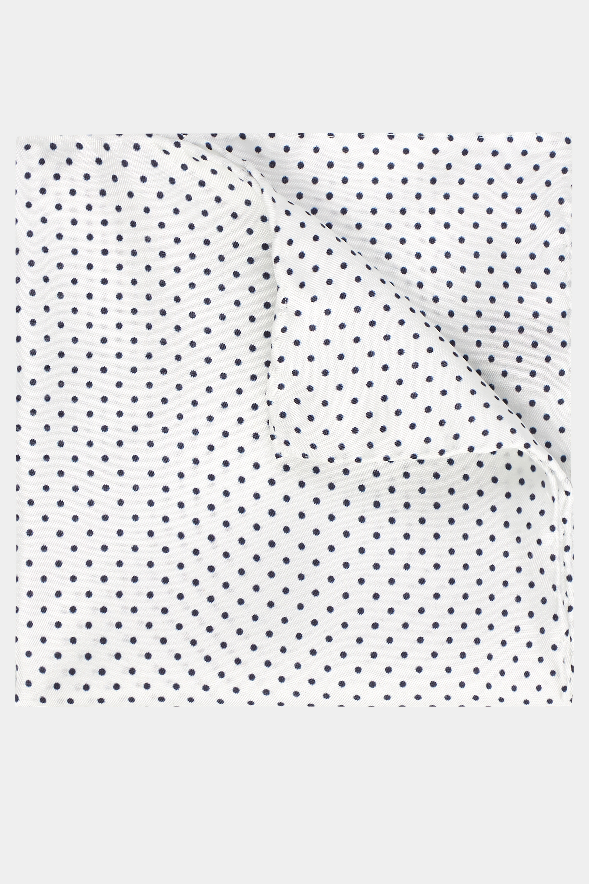 White & Navy Pin Dot Pocket Square