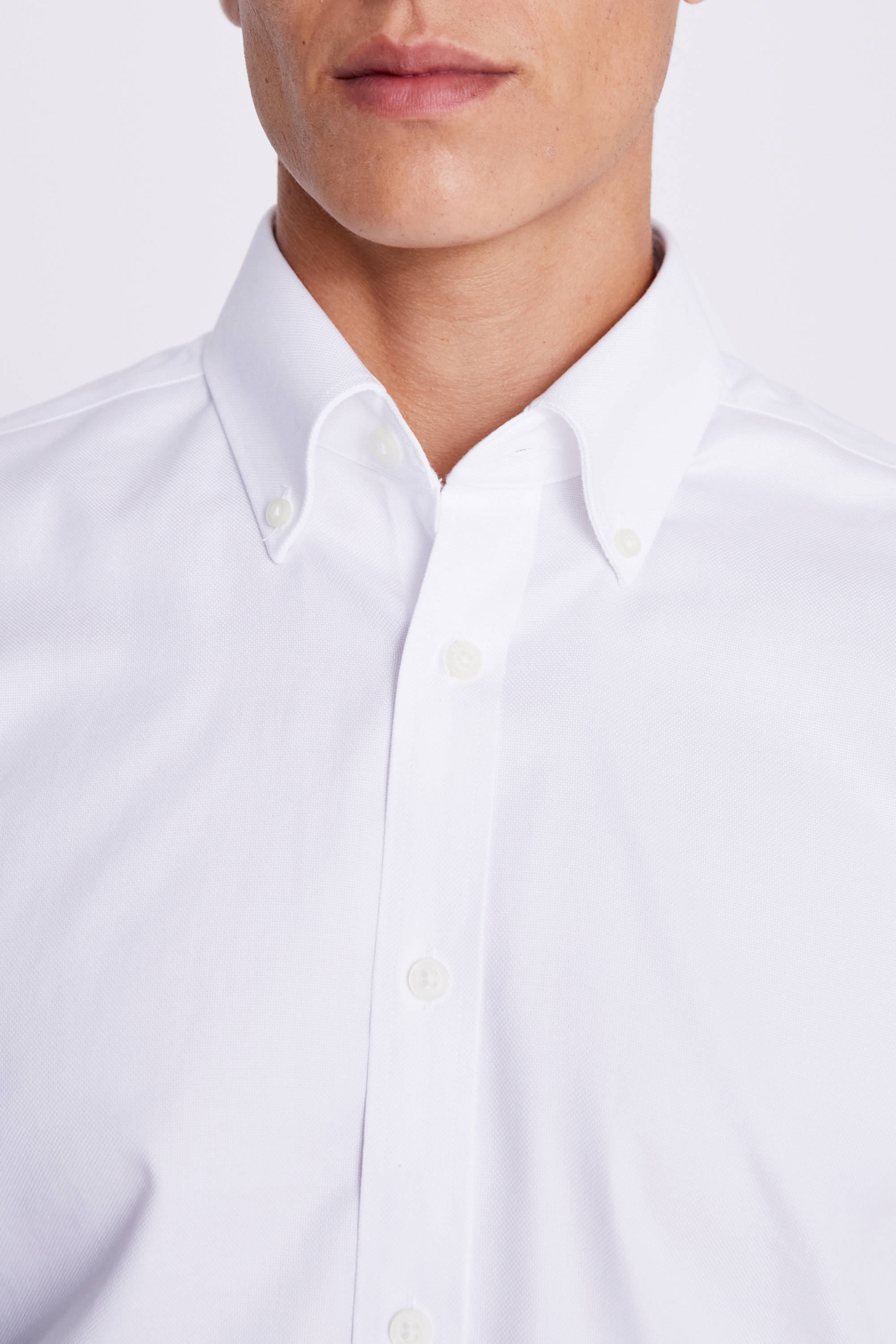 Tailored Fit White Textured Non-Iron Shirt