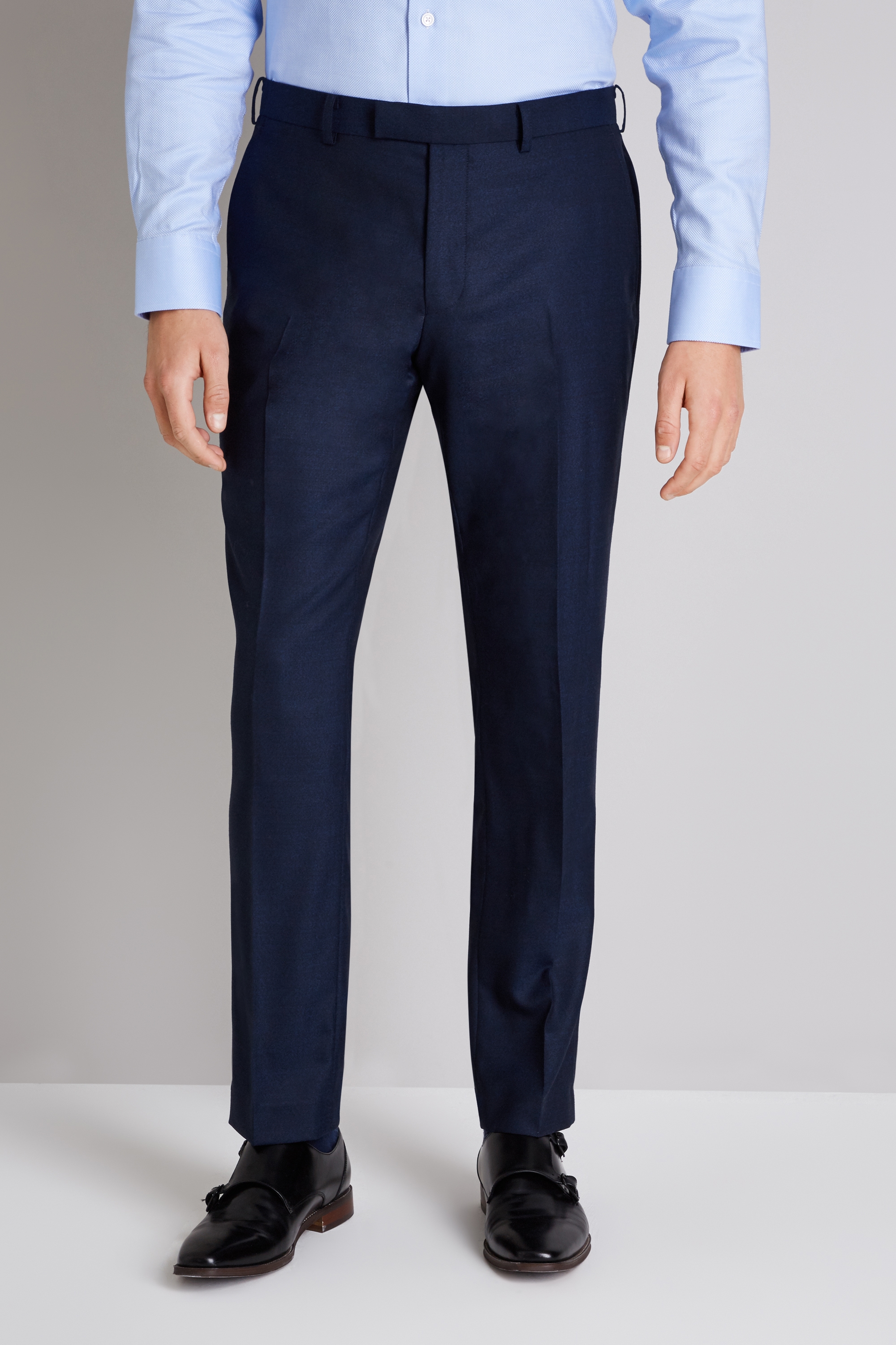 Ermenegildo Zegna Cloth Tailored Fit Ink Trousers | Buy Online at Moss