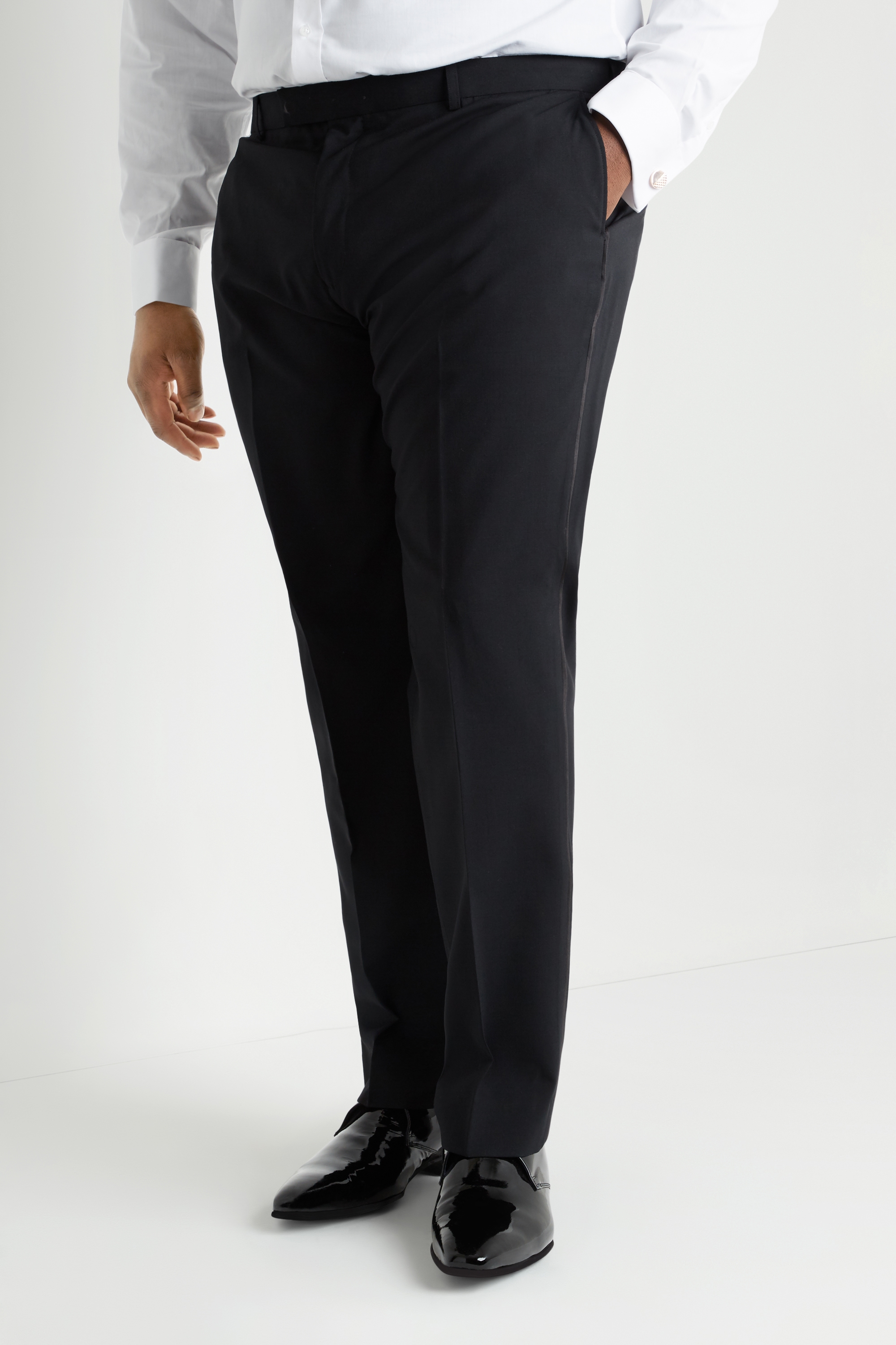 Tailored Fit Black Tuxedo Trousers