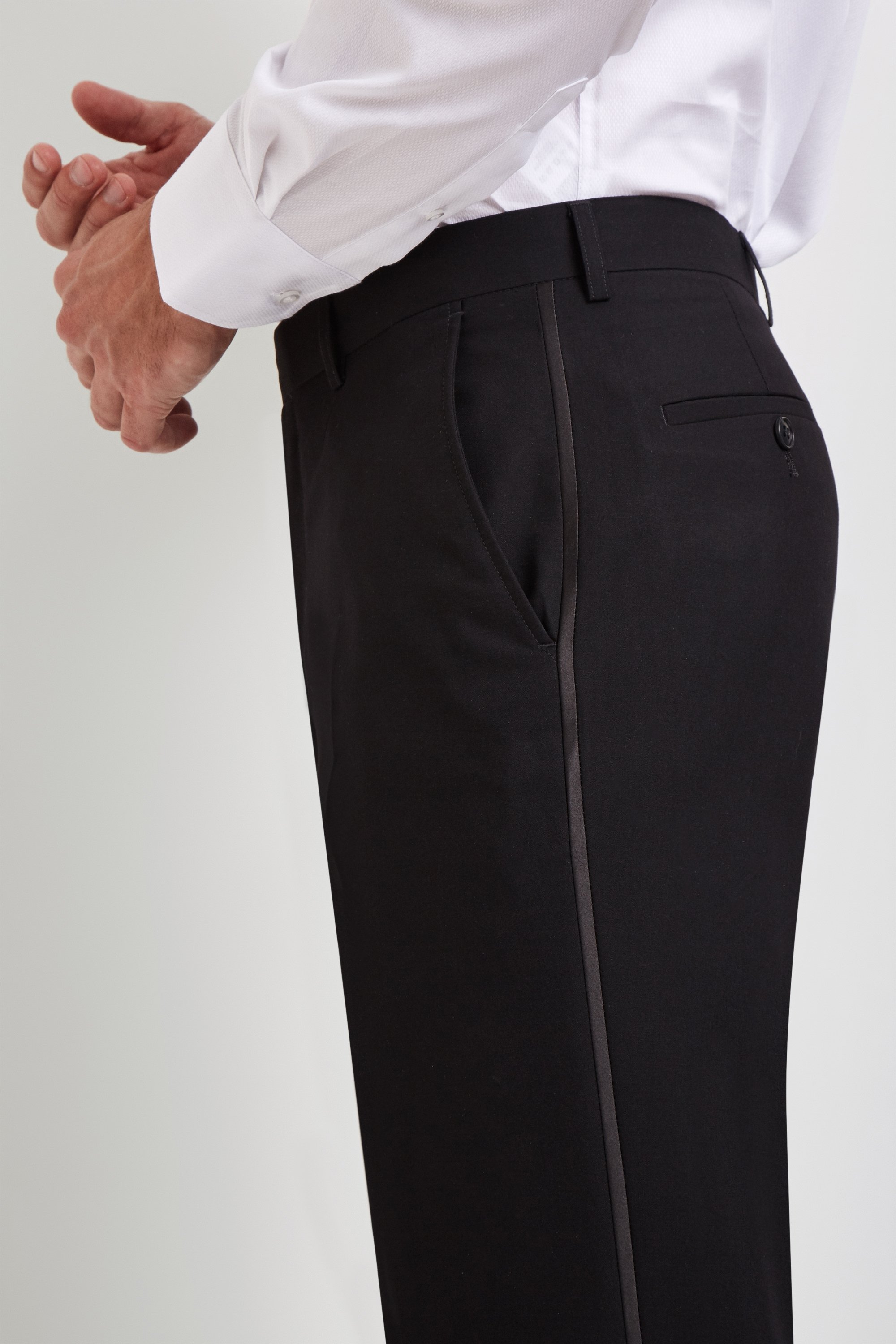 Regular Fit Black Tuxedo Trousers