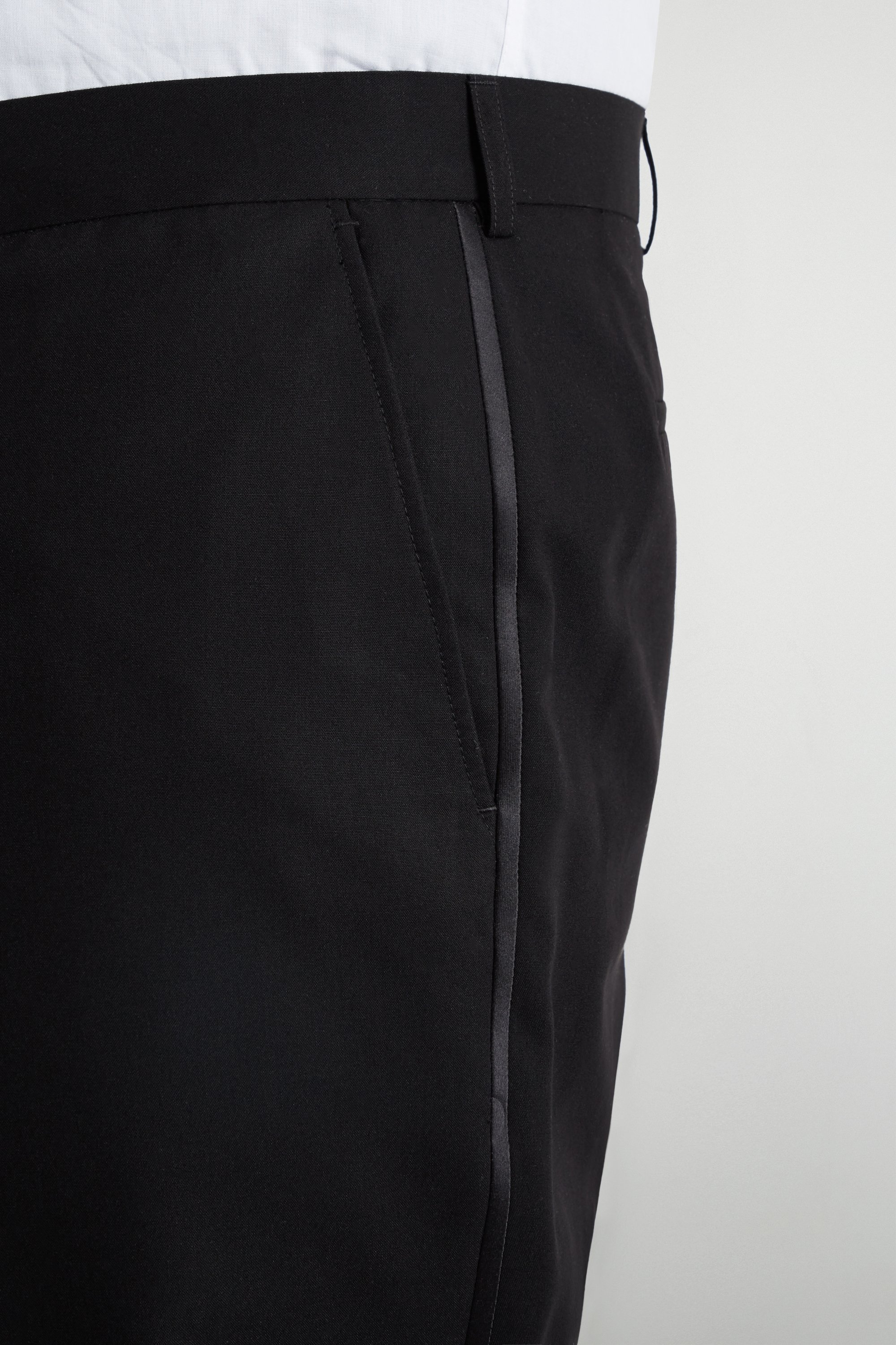 Regular Fit Black Tuxedo Trousers