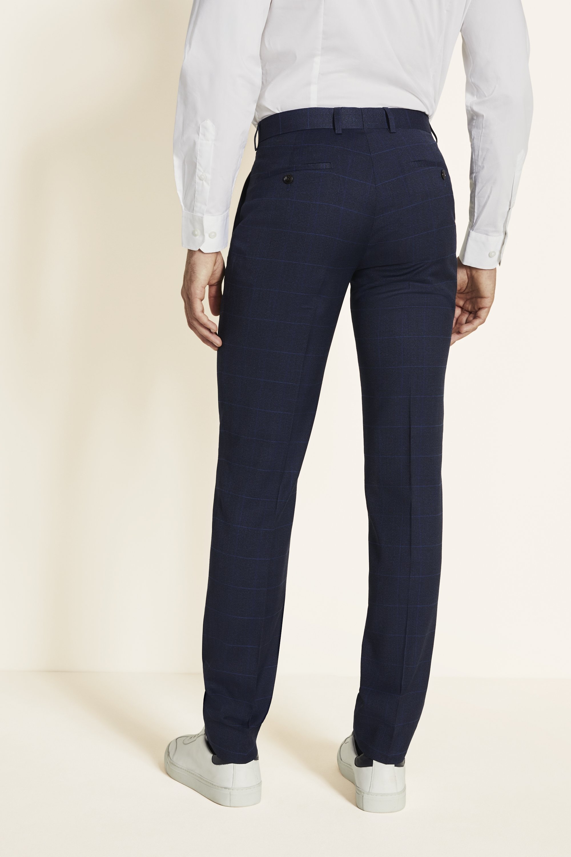 Slim Fit Blue Check Trousers | Buy Online at Moss