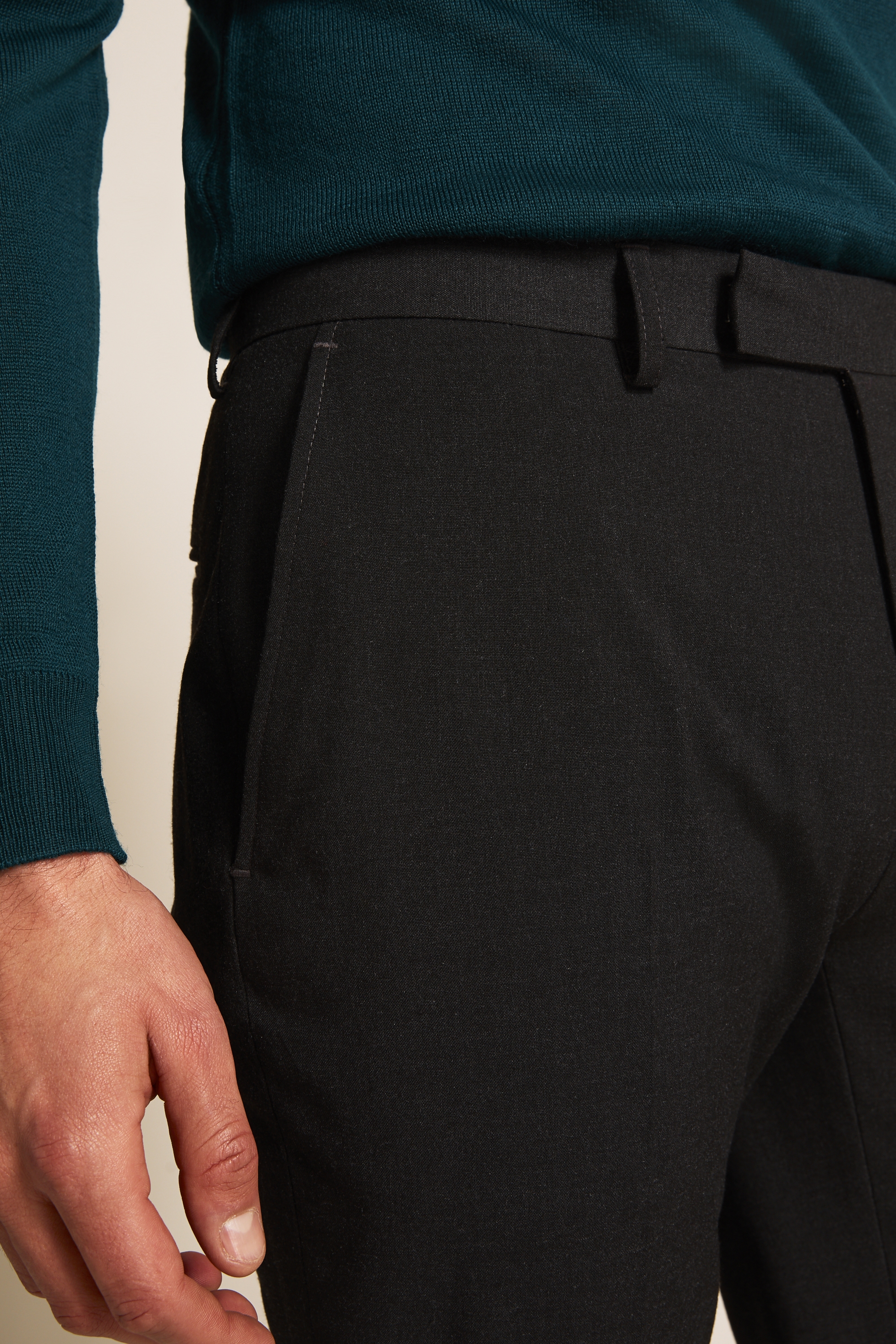 Tailored Fit Charcoal Stretch Trousers | Buy Online at Moss