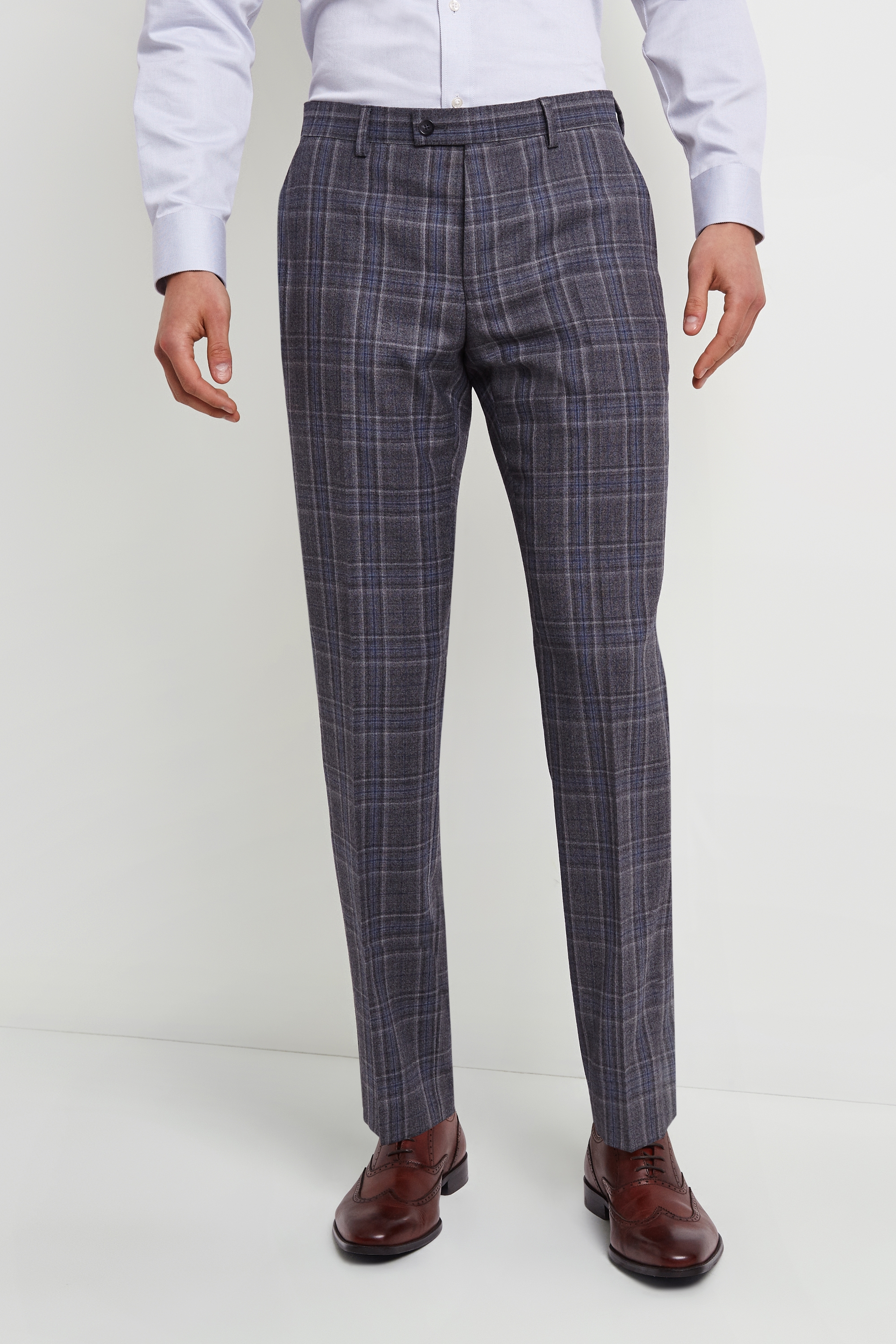 Ted Baker Tailored Fit Grey with Blue Check Trousers