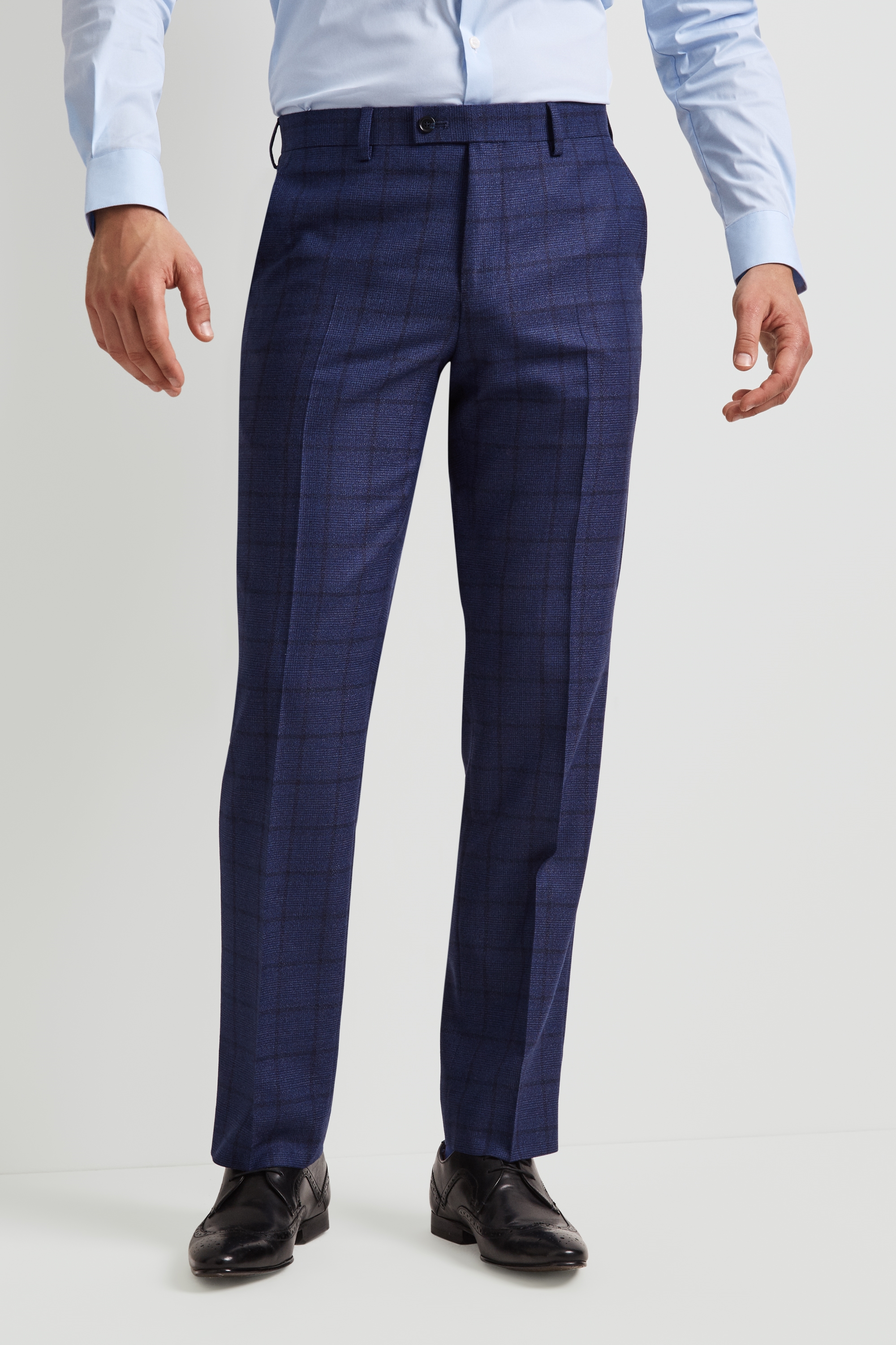 Ted Baker Tailored Fit Blue Overcheck Trousers