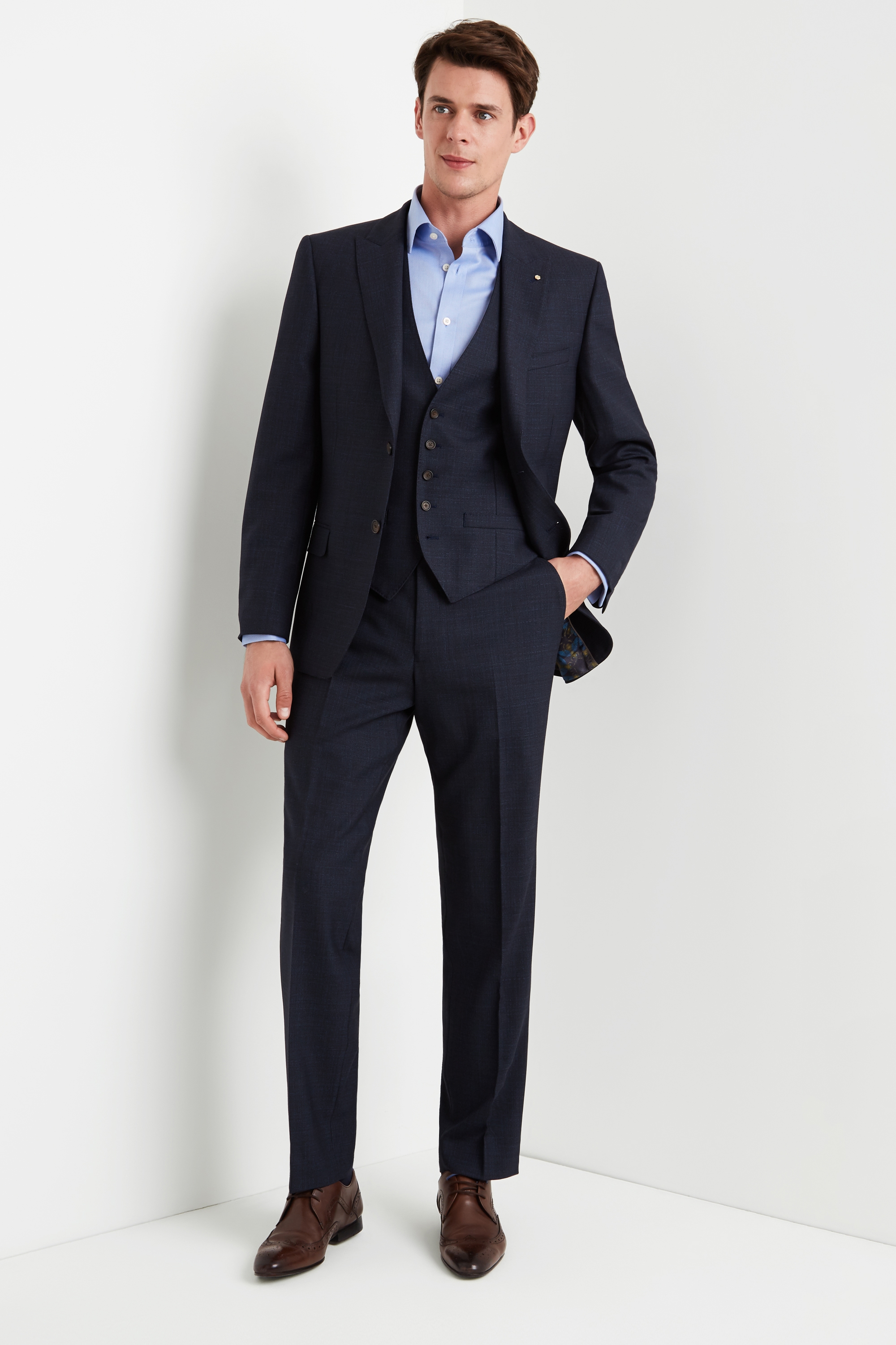Ted Baker Gold Tailored Fit Airforce Blue Sharkskin Jacket