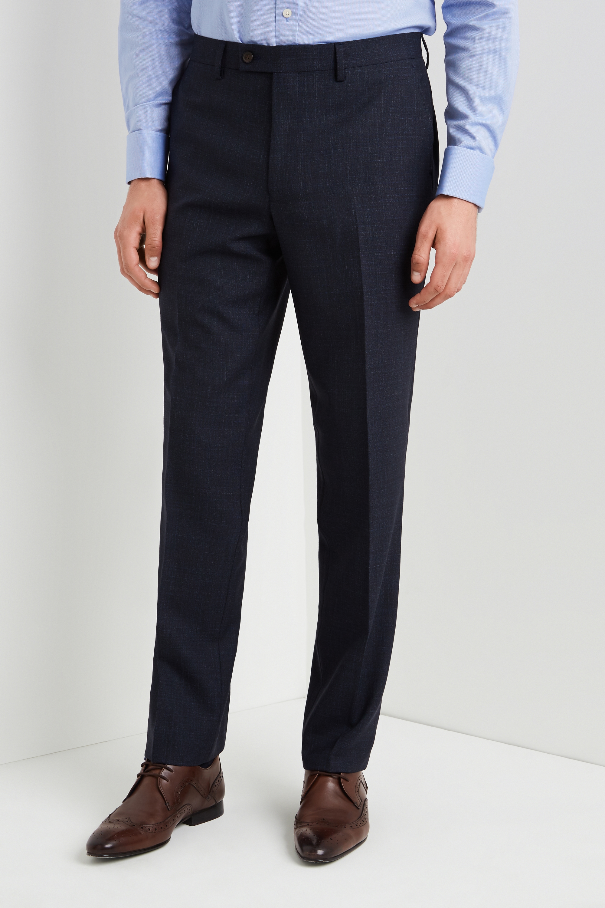 Ted Baker Gold Tailored Fit Airforce Blue Sharkskin Trousers | Buy ...