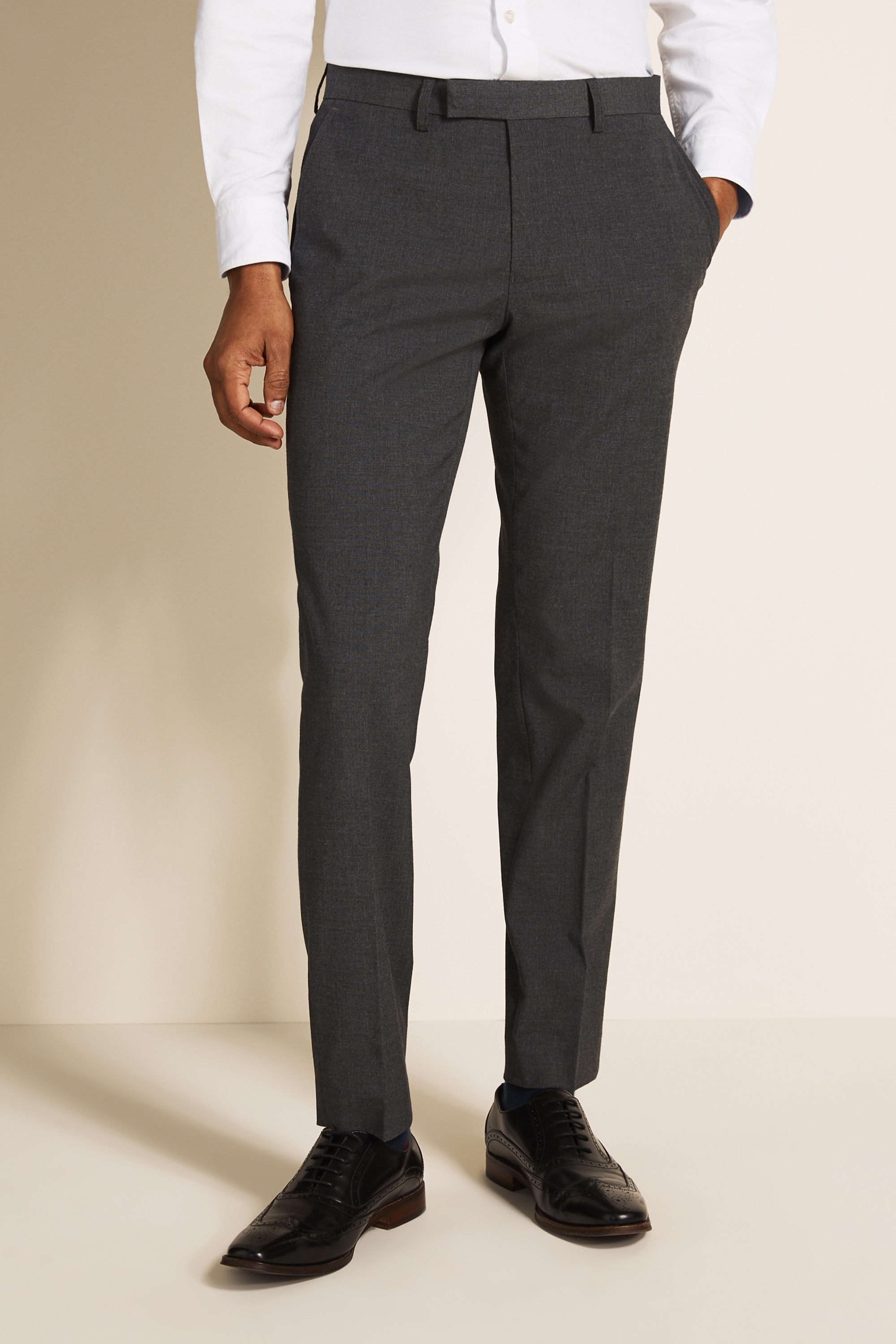 Slim Fit Grey Stretch Trousers Buy Online At Moss