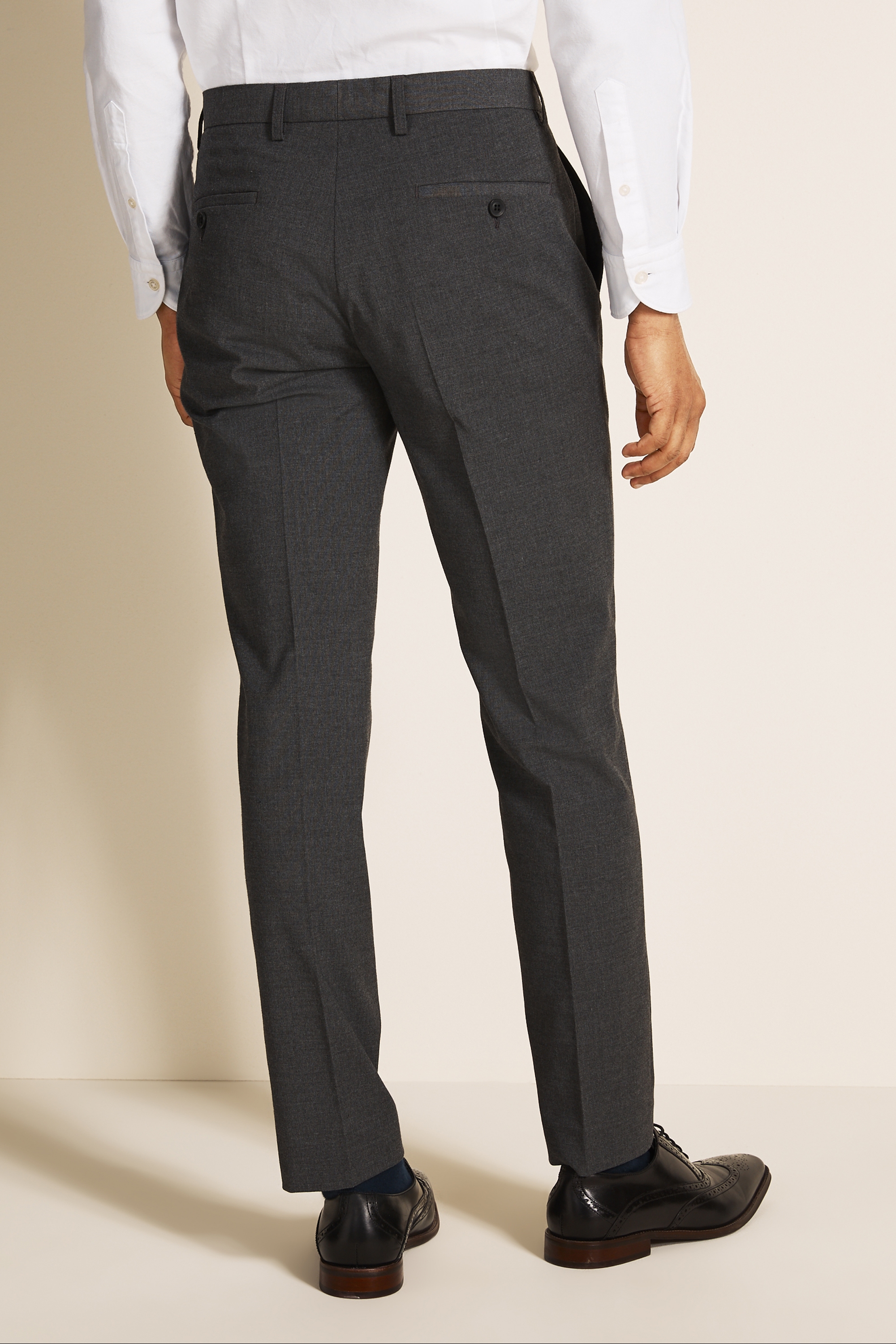 Slim Fit Grey Stretch Trousers | Buy Online at Moss