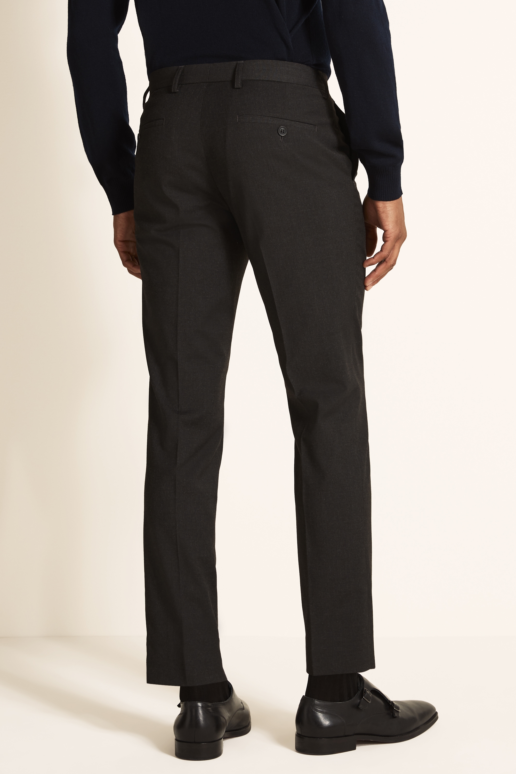 Slim Fit Charcoal Stretch Trousers | Buy Online at Moss