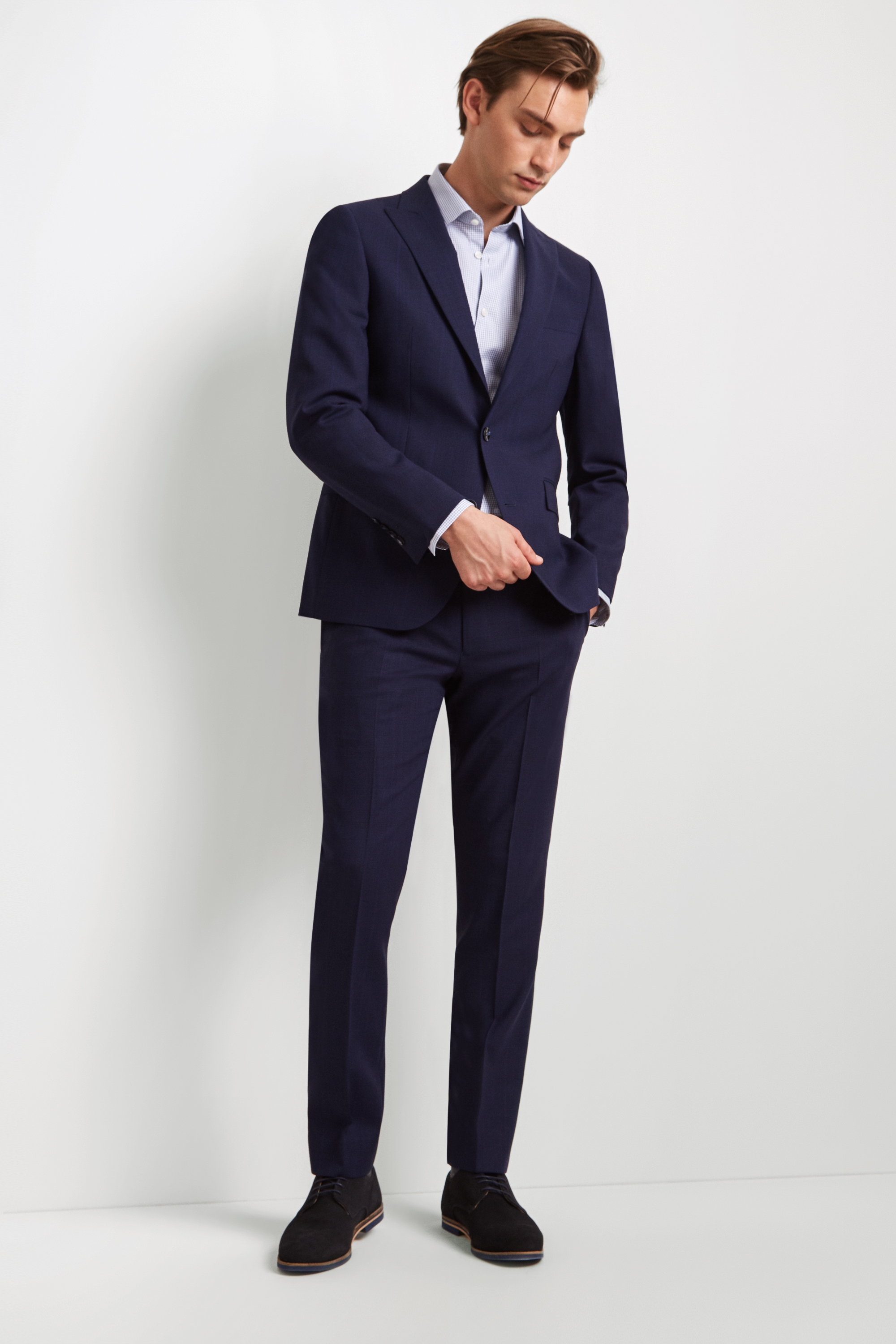 DKNY Slim Fit Blue Check Suit