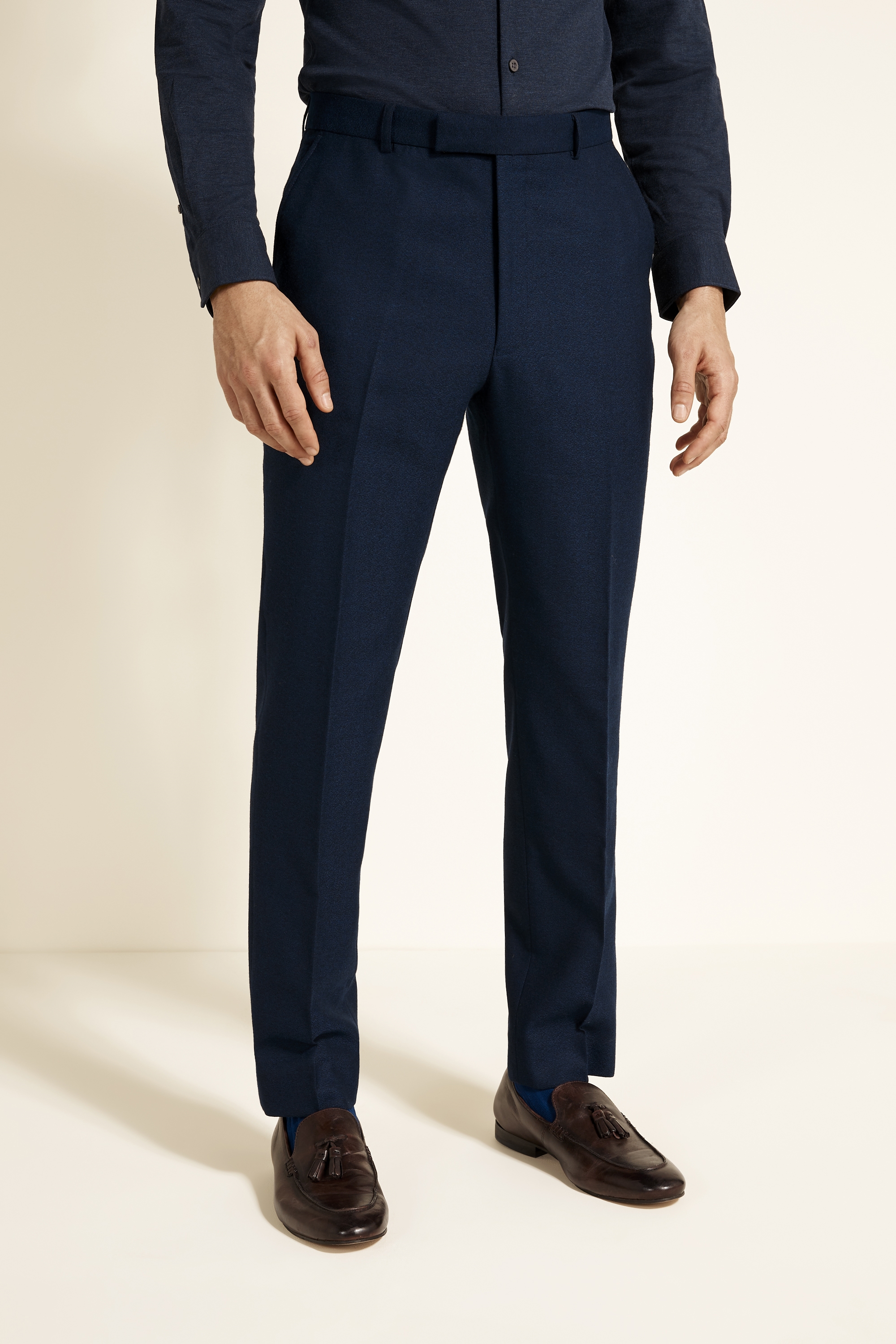 French Connection Slim Fit Ink Flannel Trousers