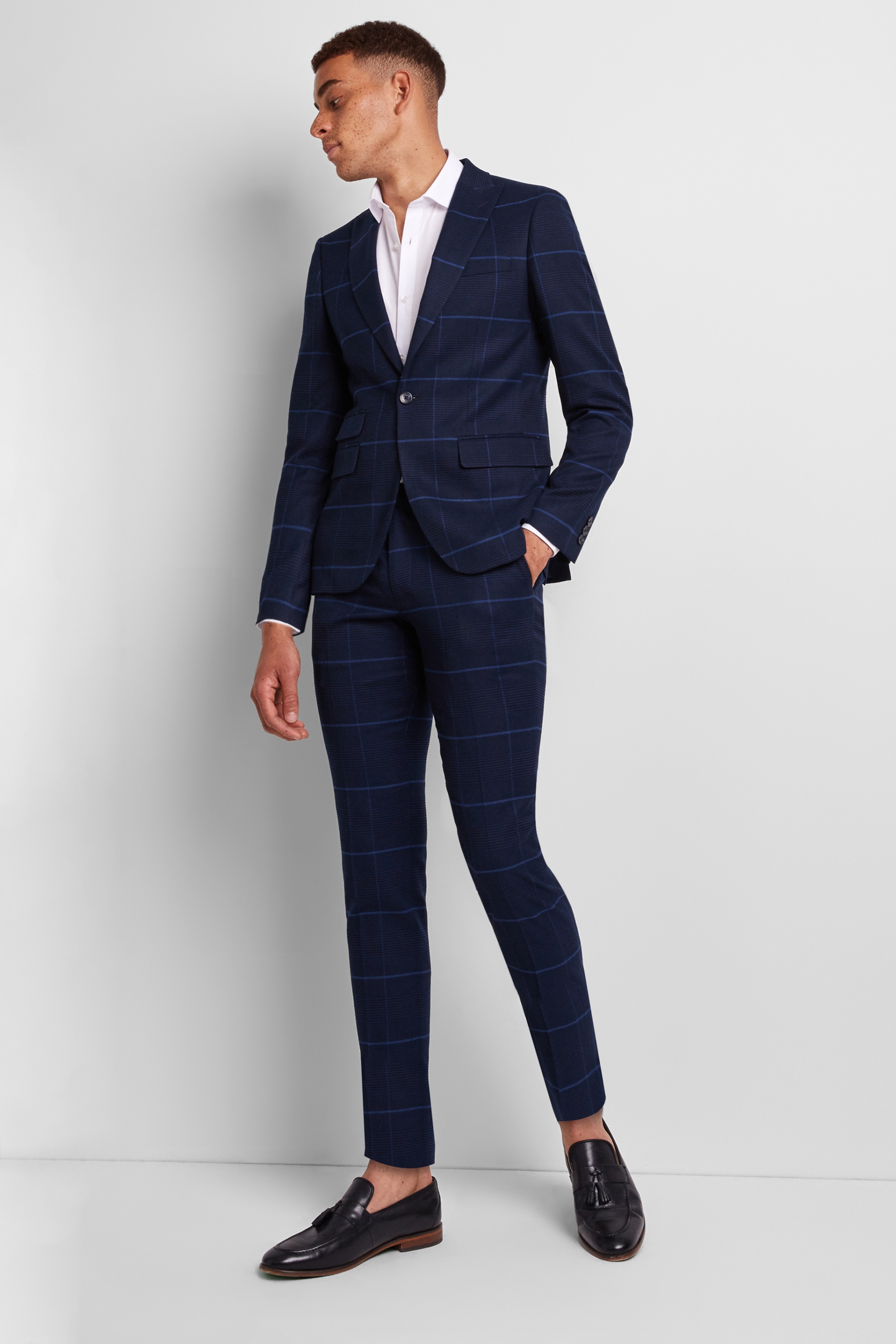 blue skinny suit